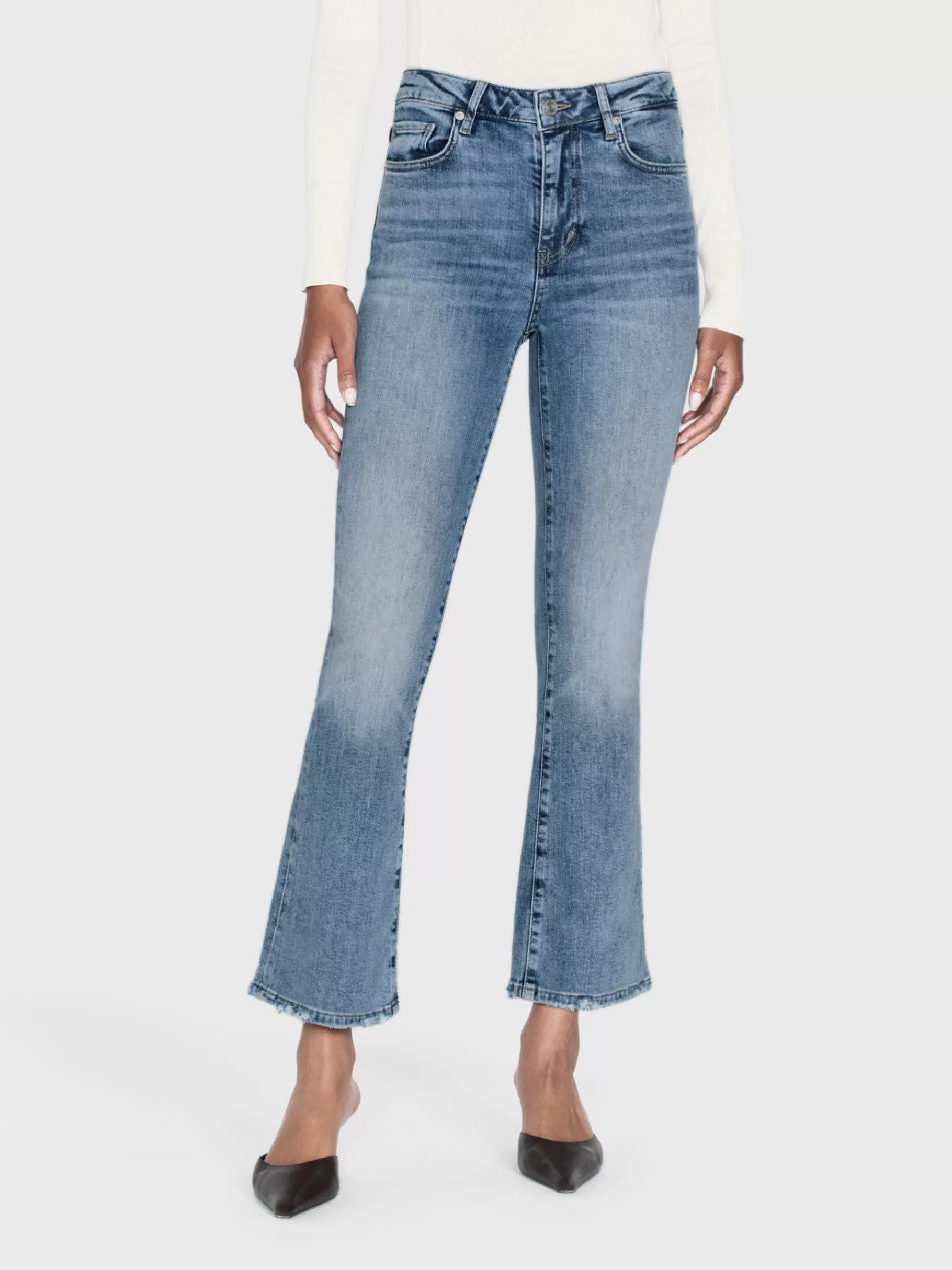 Bootcut*FRAME Le Crop Mini Boot Worn Fray in Whimsy