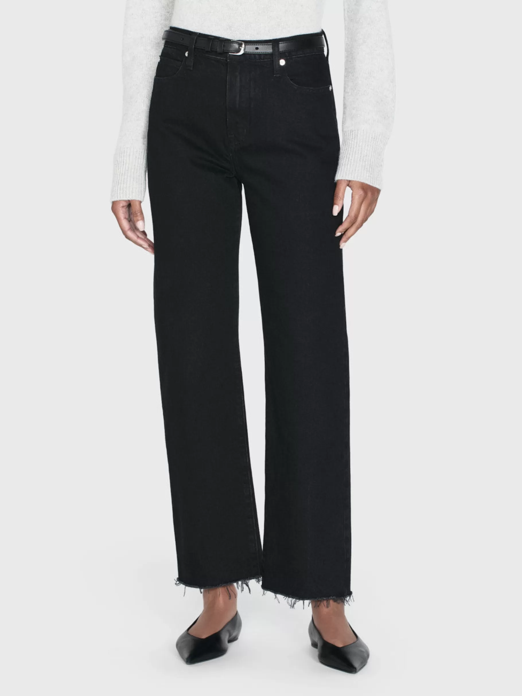 Straight*FRAME Le Jane Crop Raw Fray in Black
