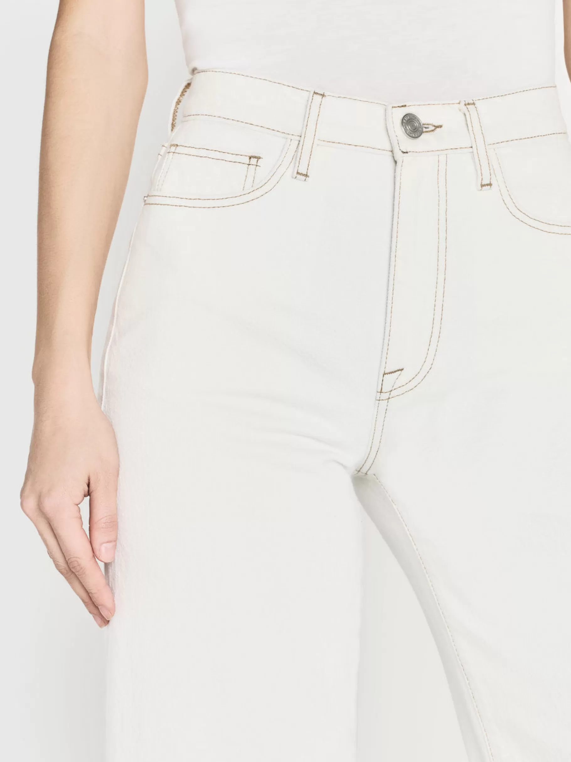 Wide Leg*FRAME Le Jane Wide Crop Raw Fray in Au Natural Clean Aunaturalclean