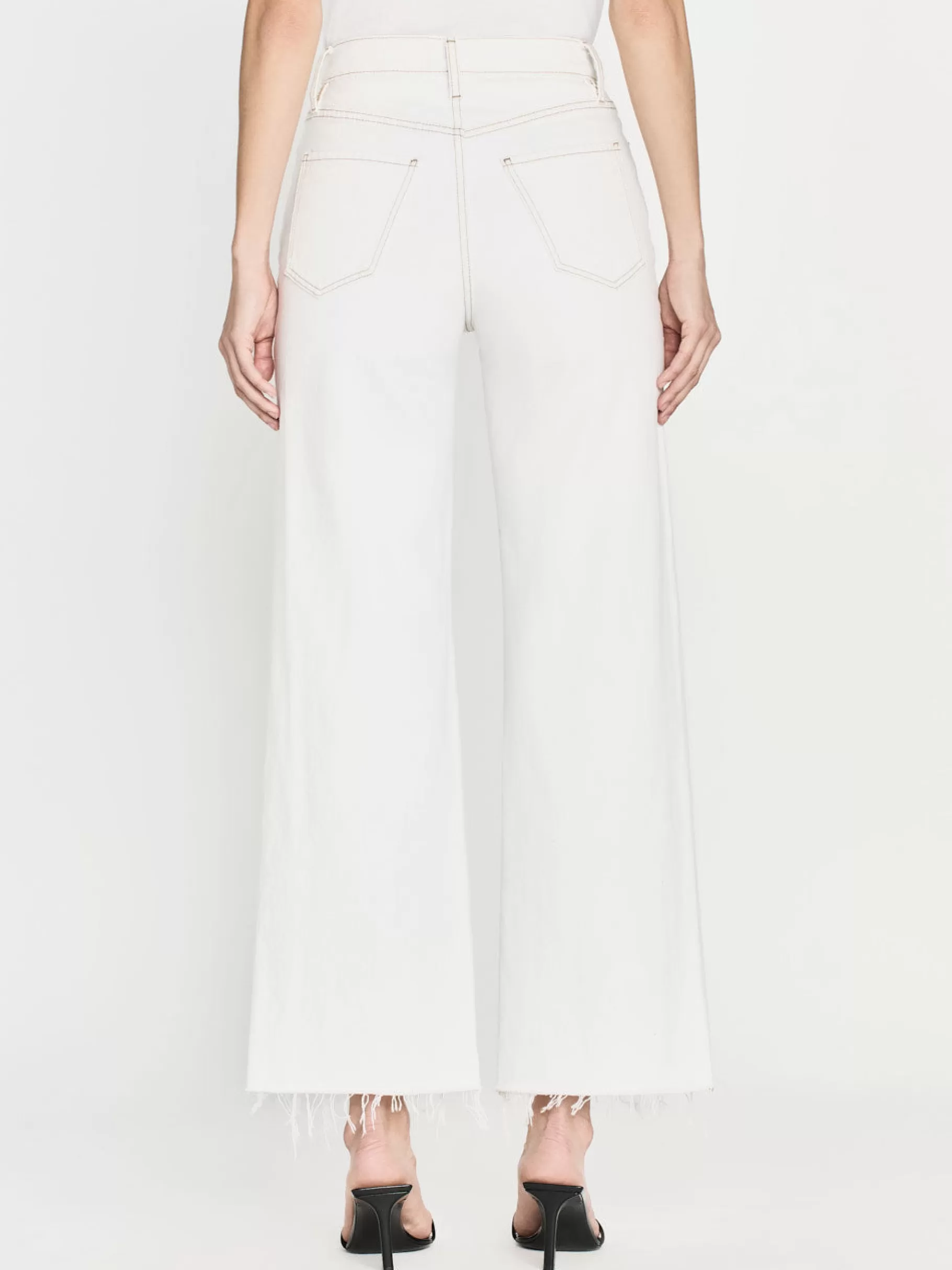 Wide Leg*FRAME Le Jane Wide Crop Raw Fray in Au Natural Clean Aunaturalclean