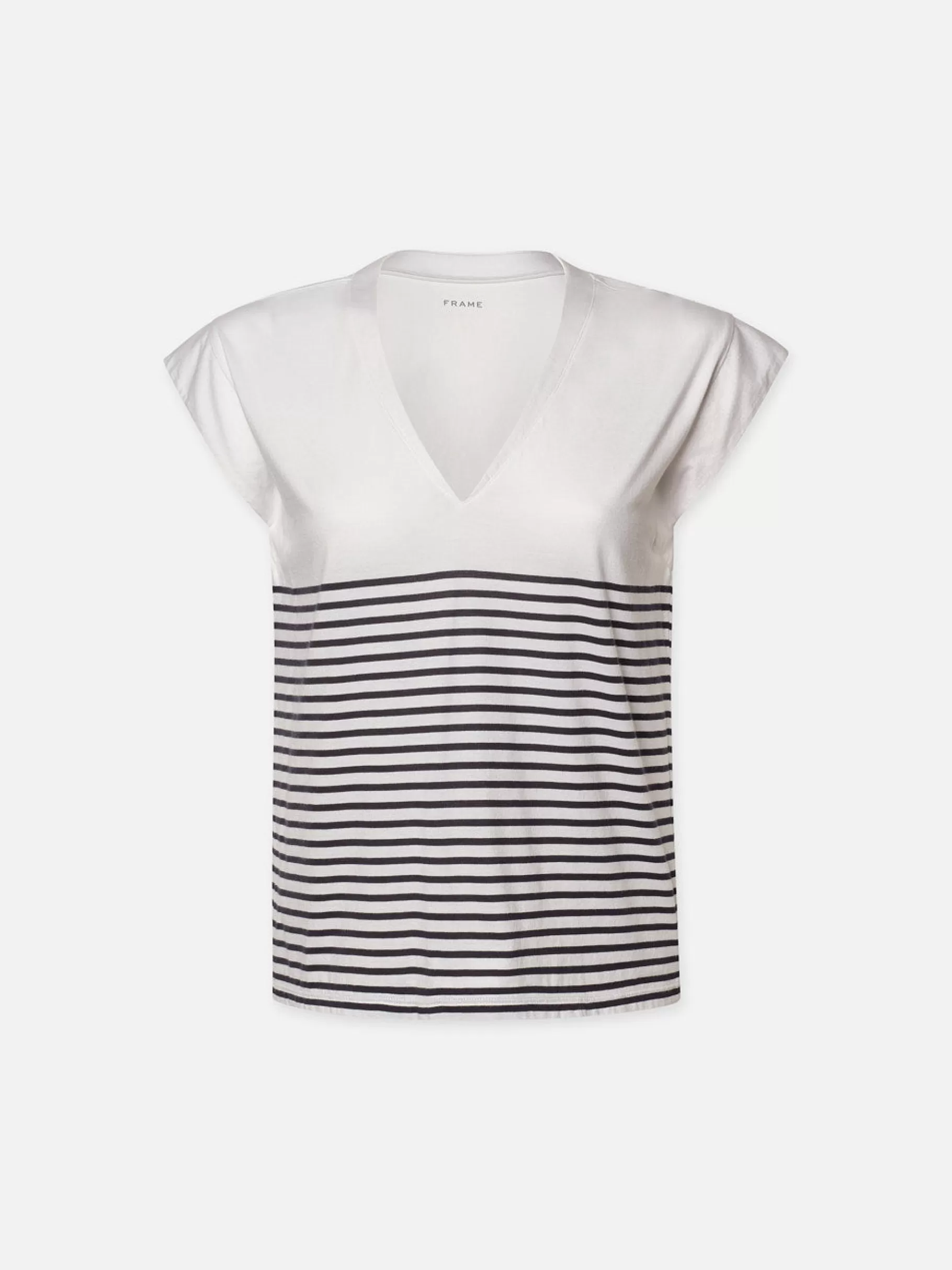 Tanks & Tees*FRAME Le Mid Rise V Neck Tee in Navy Multi Navymulti