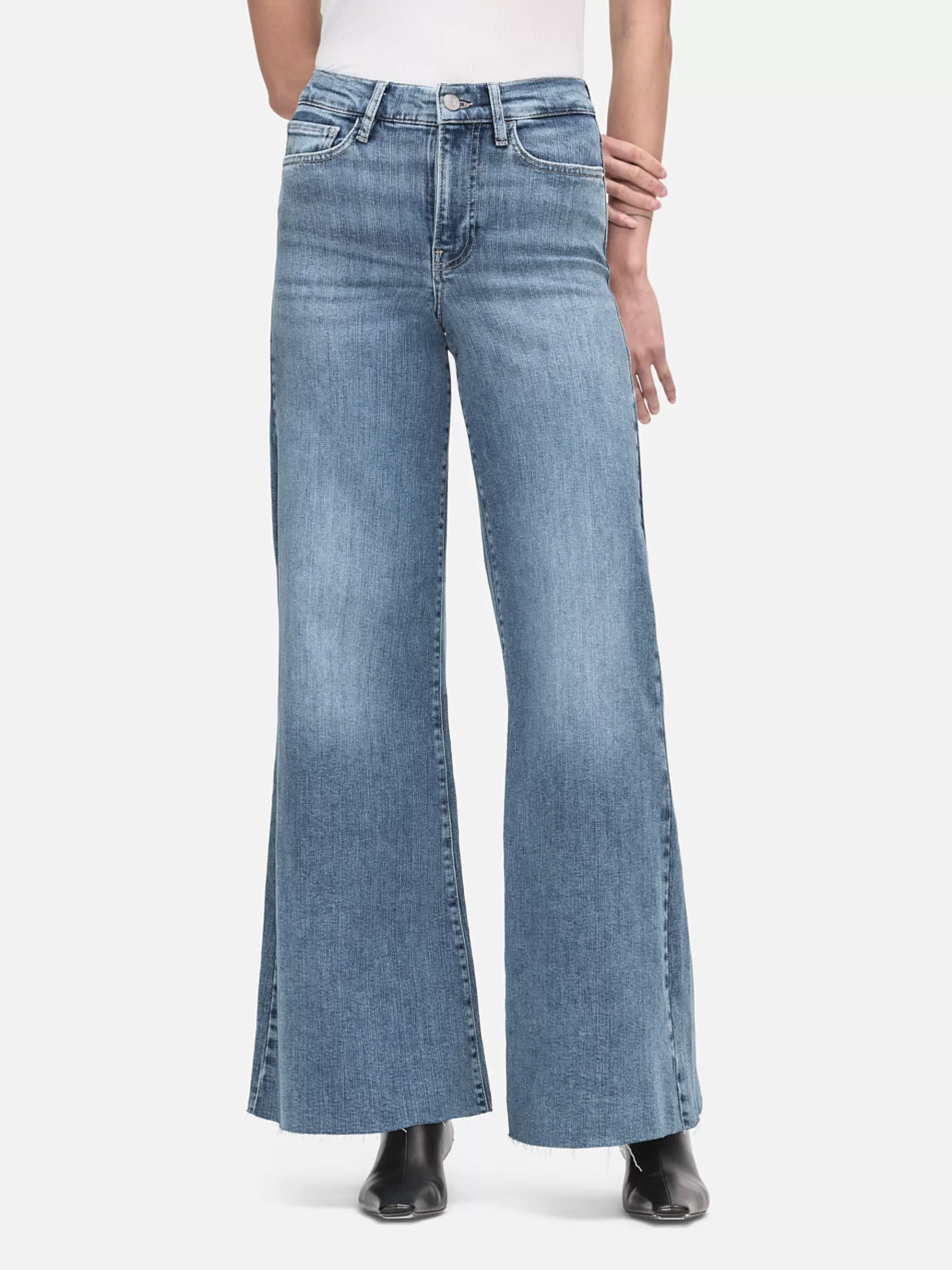 Wide Leg*FRAME Le Palazzo Crop in Daphne Blue Daphneblue