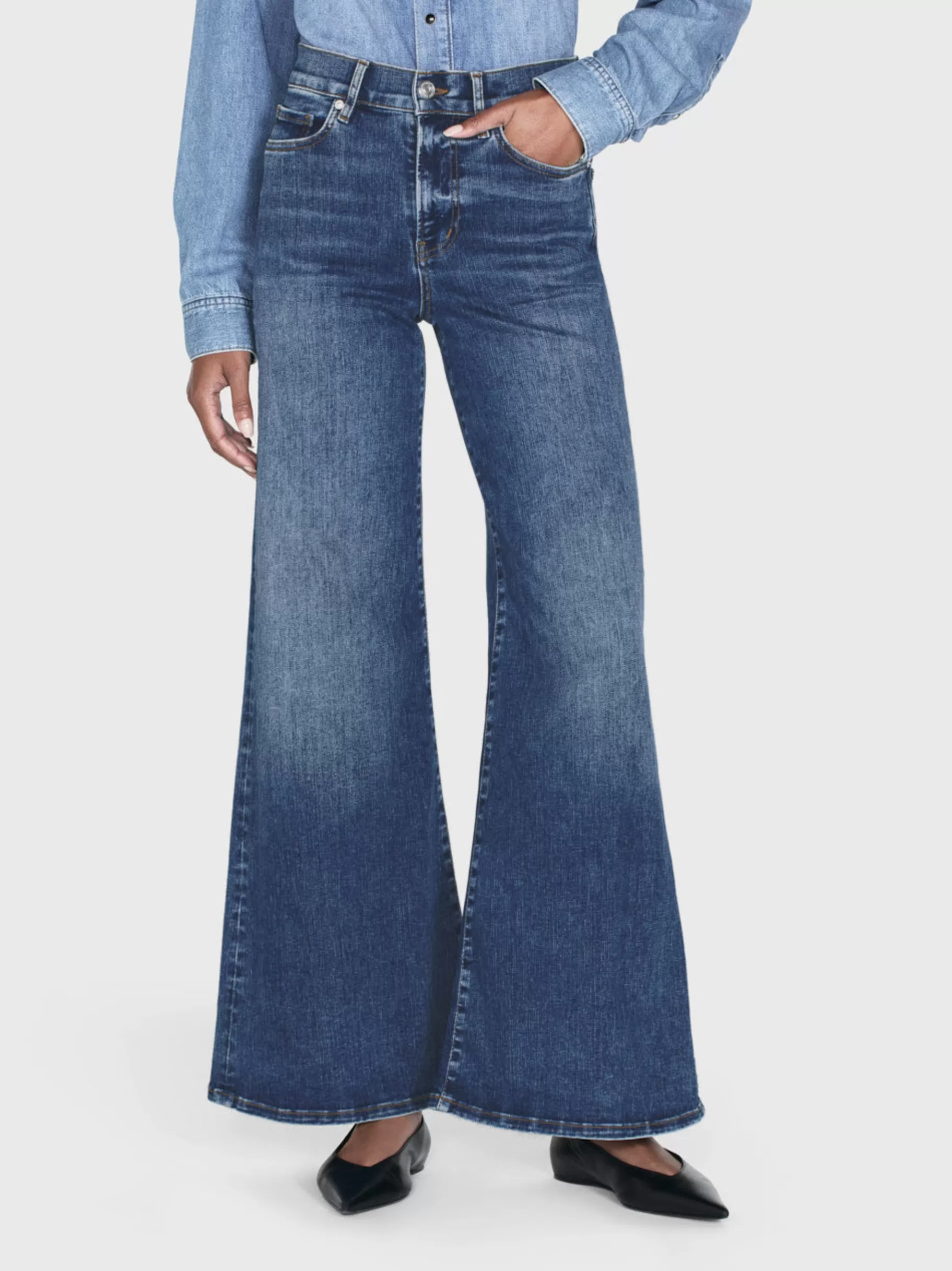 Wide Leg*FRAME Le Palazzo Crop in Mermaid