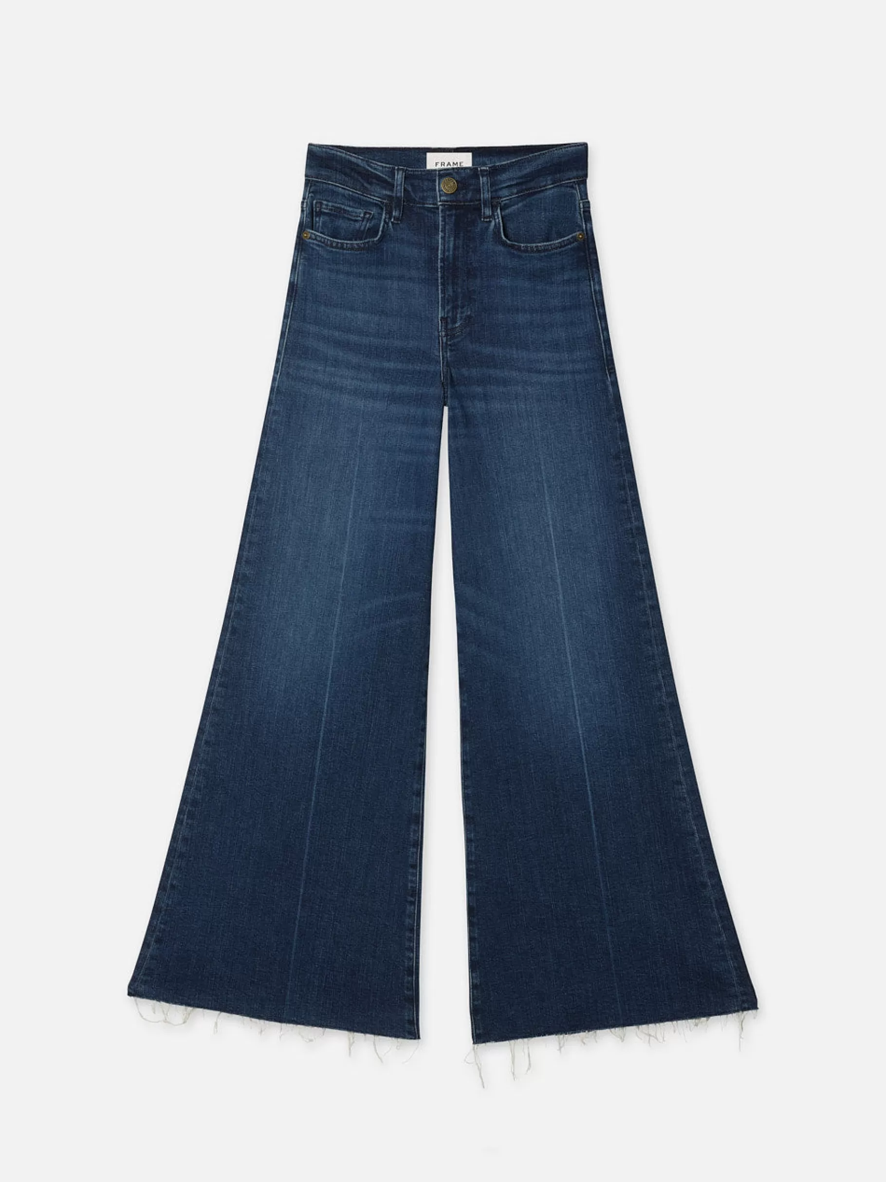 Wide Leg*FRAME Le Palazzo Crop Raw Fray in Calvin