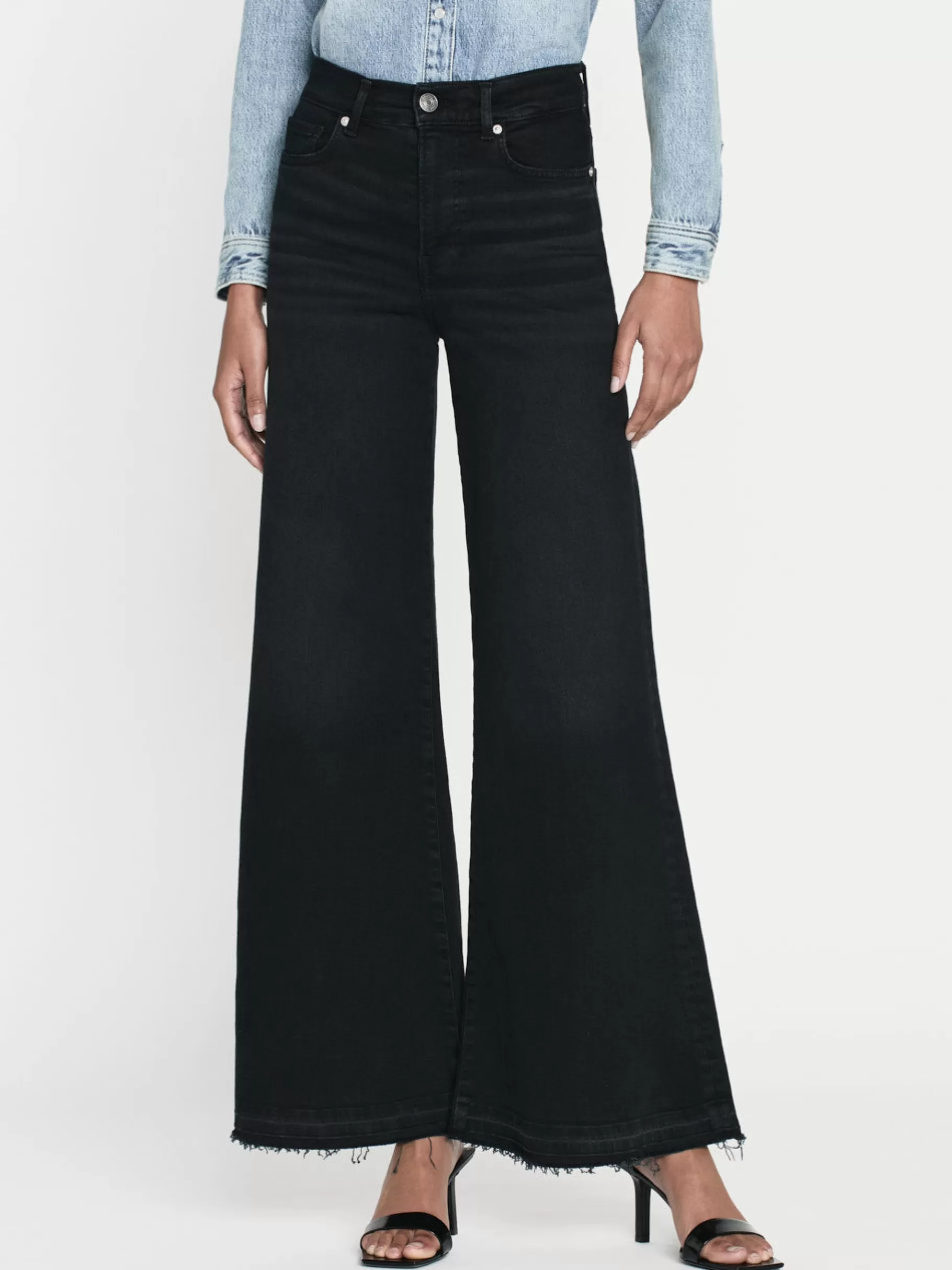 Wide Leg*FRAME Le Palazzo Crop Released Hem in Blackthorn