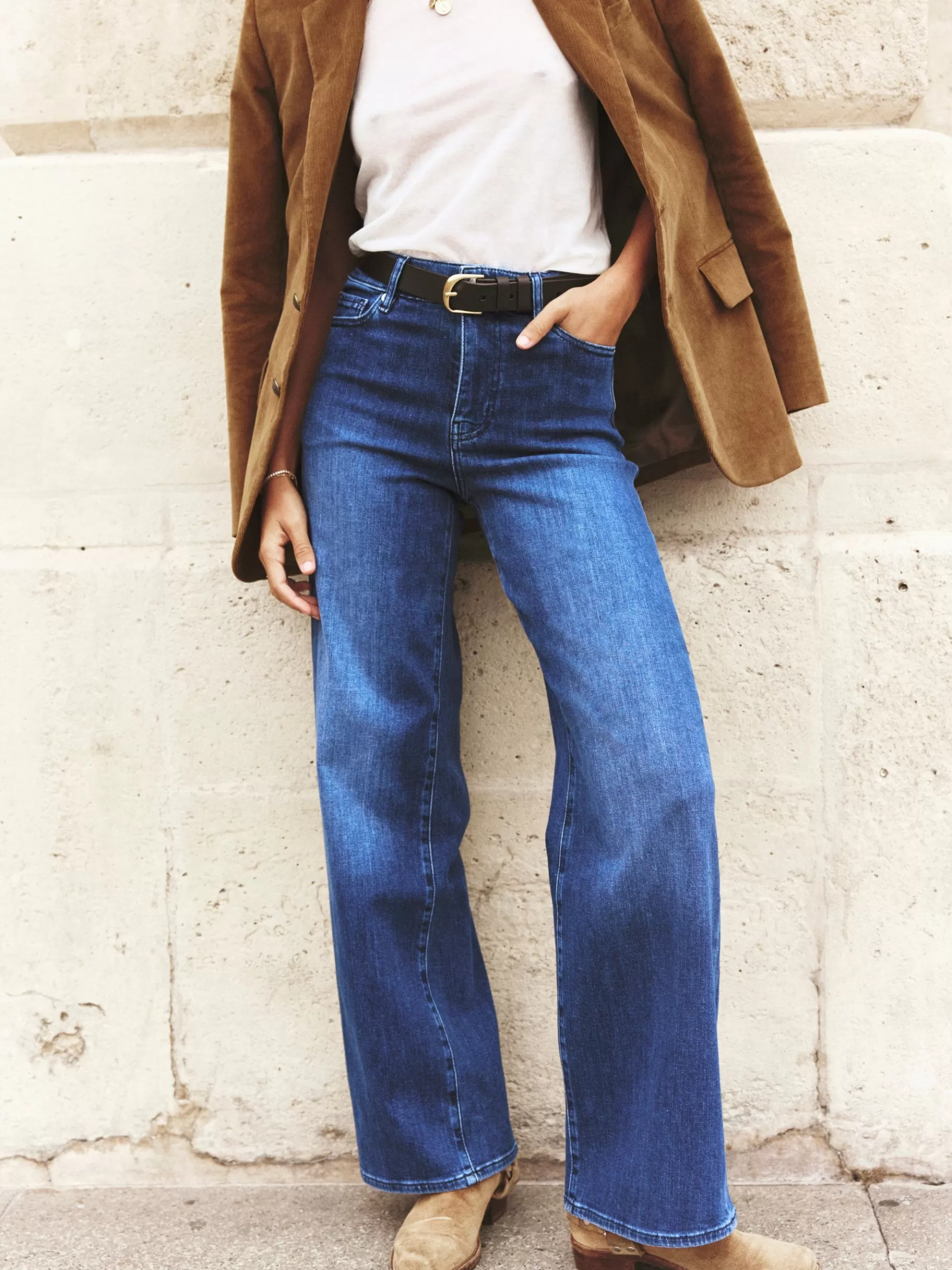 Wide Leg*FRAME Le Slim Palazzo in Thunderstorm