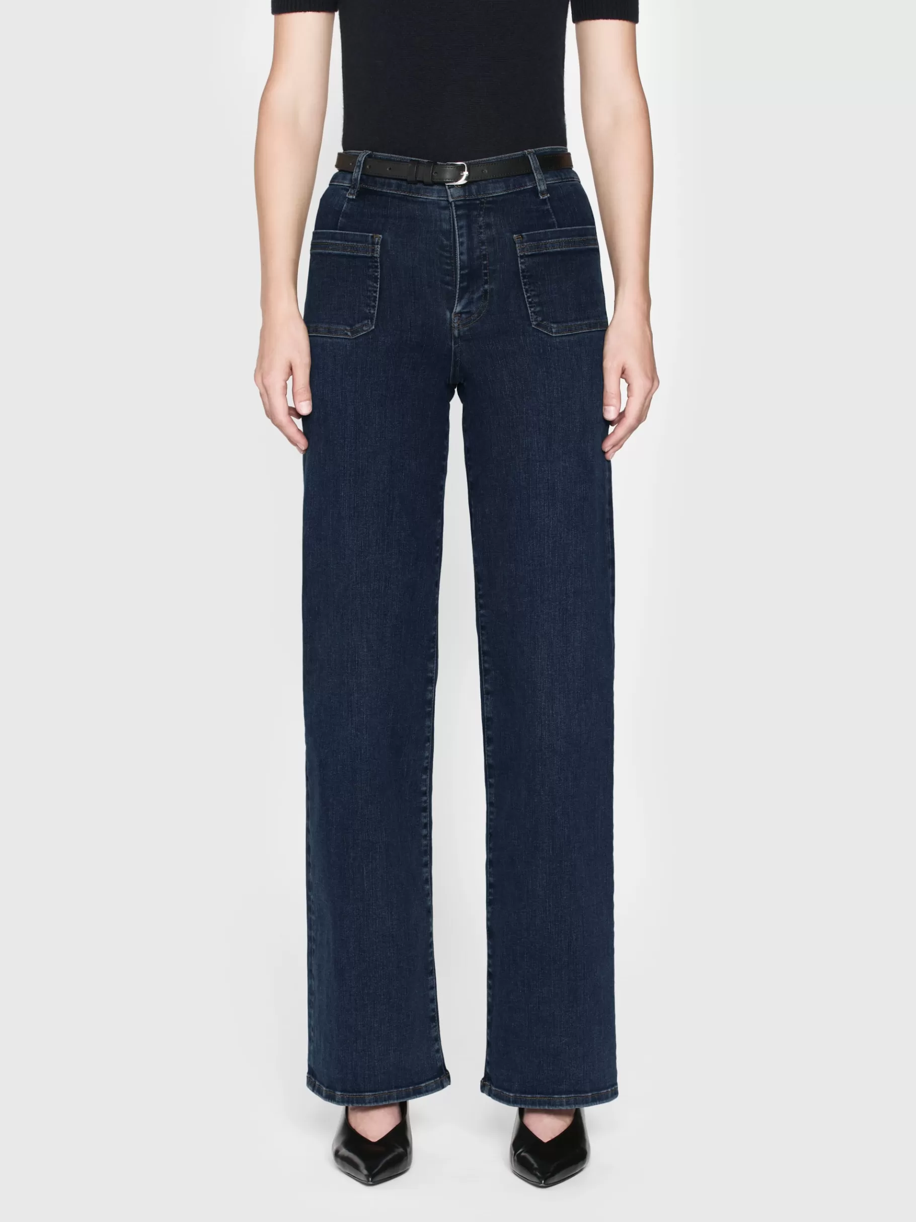 Wide Leg*FRAME Le Slim Palazzo Bardot Pocket in Cursive