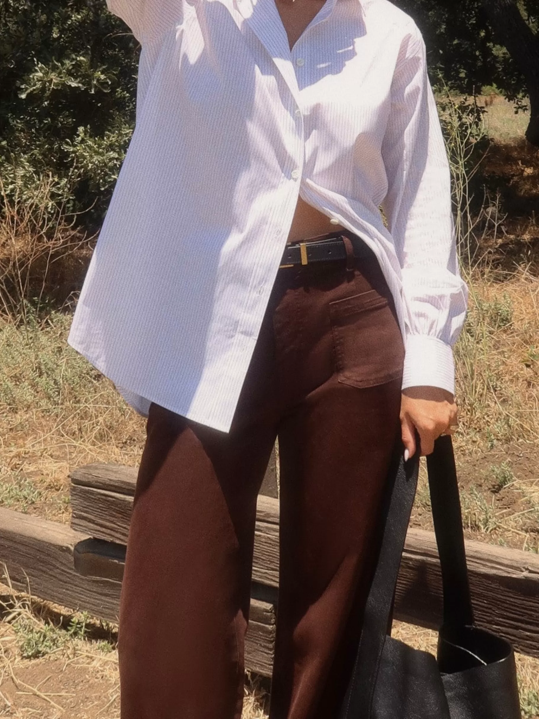 Wide Leg*FRAME Le Slim Palazzo Bardot Pocket in Espresso