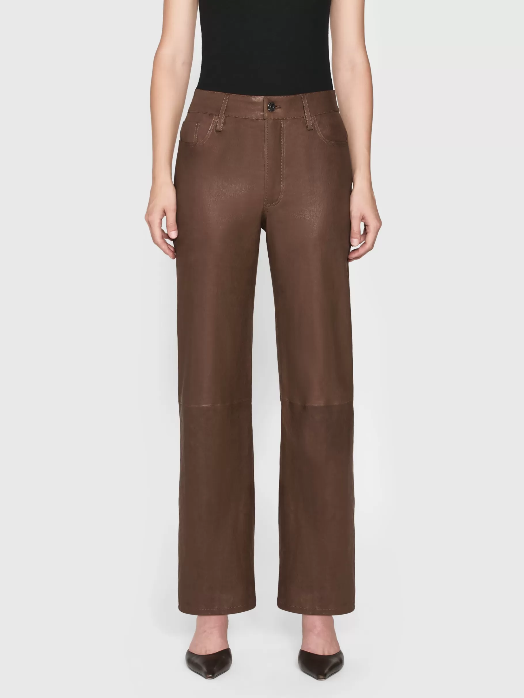 Leather & Suede | Pants*FRAME Le Slim Palazzo Leather in Bark