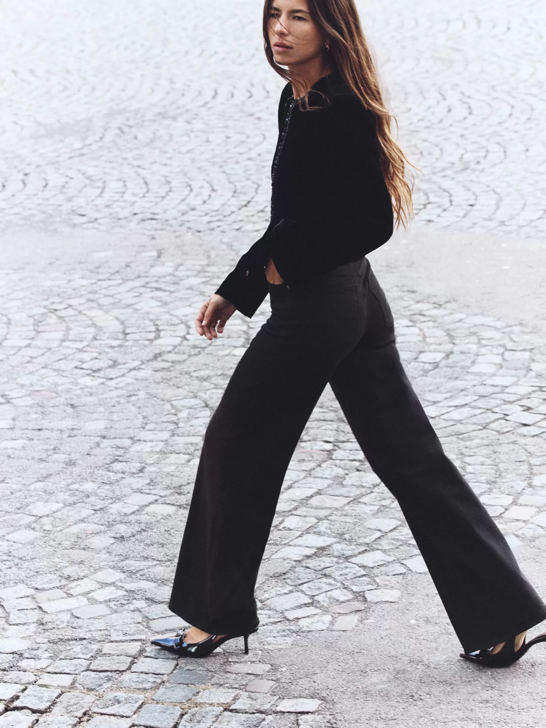 Wide Leg | Long*FRAME Le Slim Palazzo Long in Black