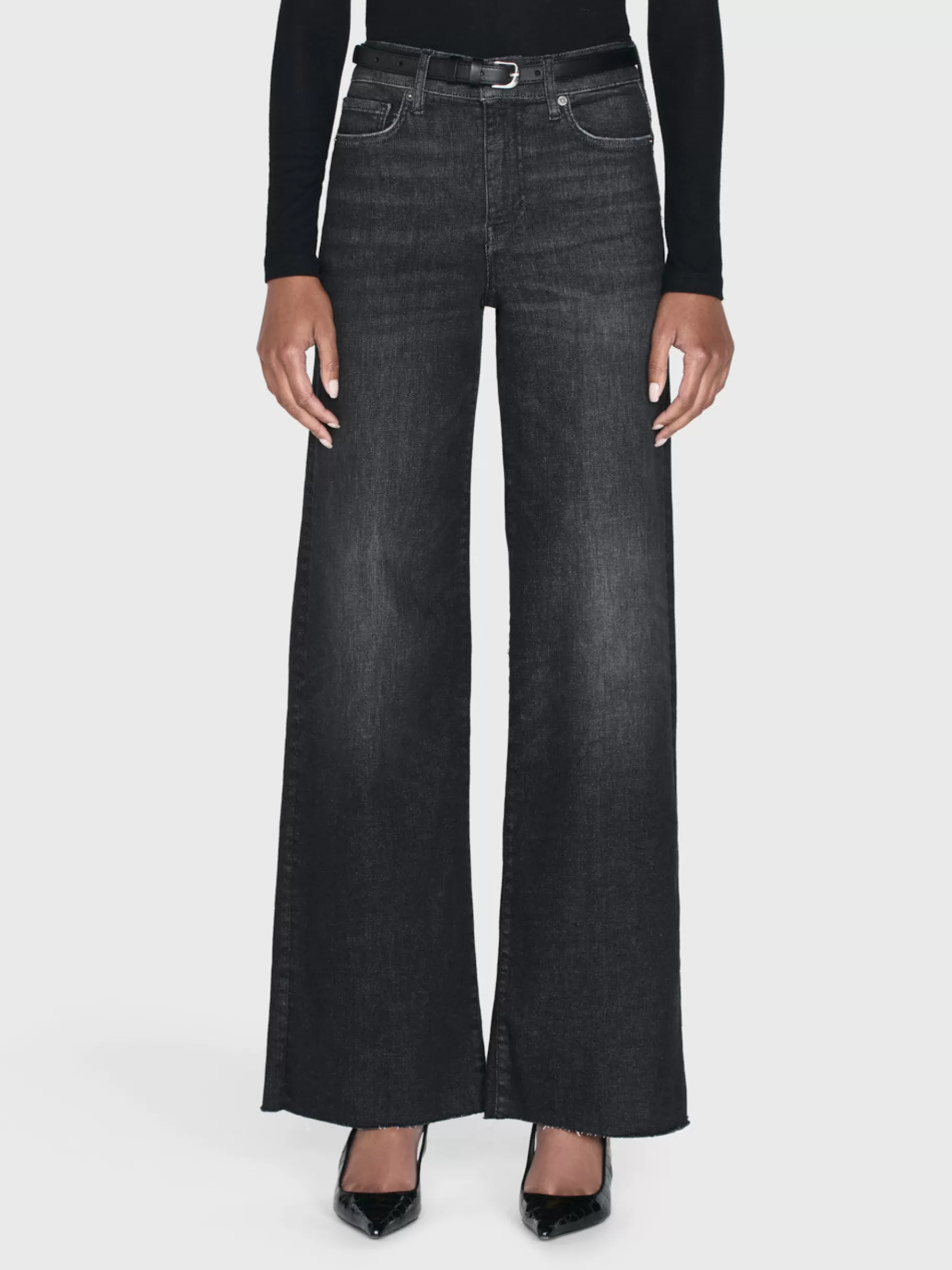 Wide Leg*FRAME Le Slim Palazzo Raw Fray in Claudius