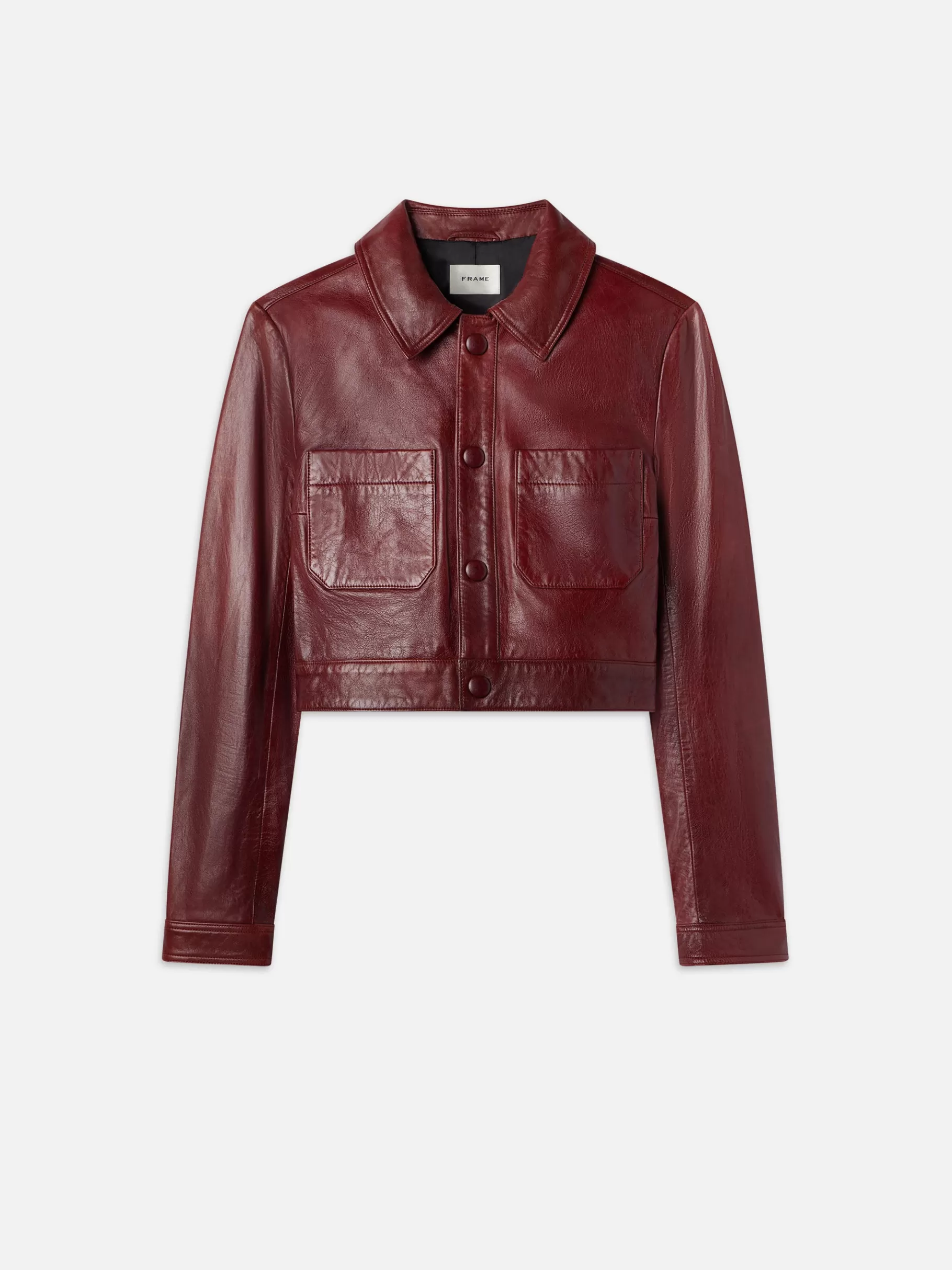 Leather & Suede | Jackets & Coats*FRAME Leather Button Front Jacket in Syrah Red Syrahred