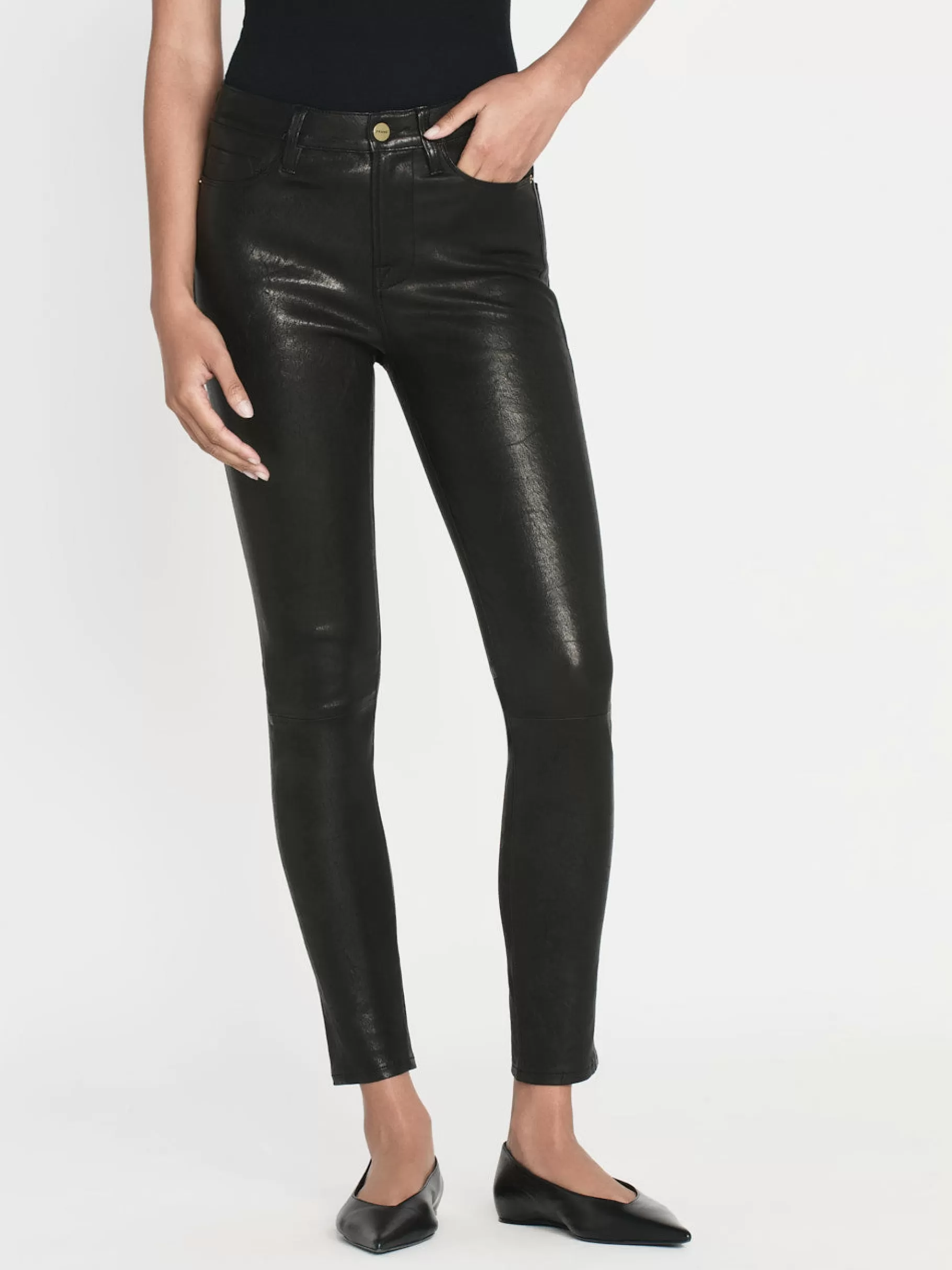 Leather & Suede | Pants*FRAME Leather Le High Skinny in Washed Black Washedblack
