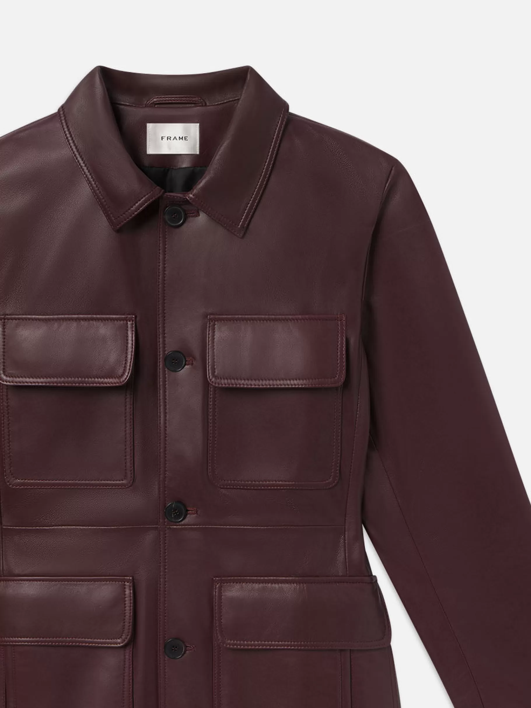 Leather & Suede | Jackets & Coats*FRAME Leather Safari Jacket in Wine