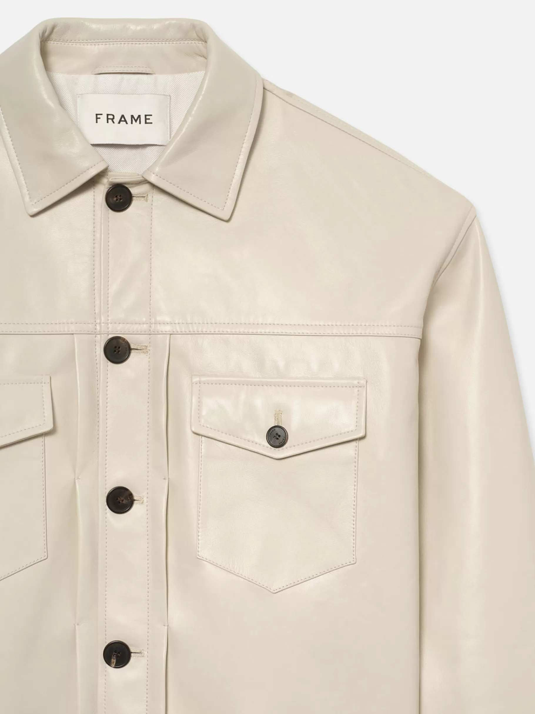 Leather & Suede | Jackets & Coats*FRAME Leather Trucker Jacket in White Canvas Whitecanvas