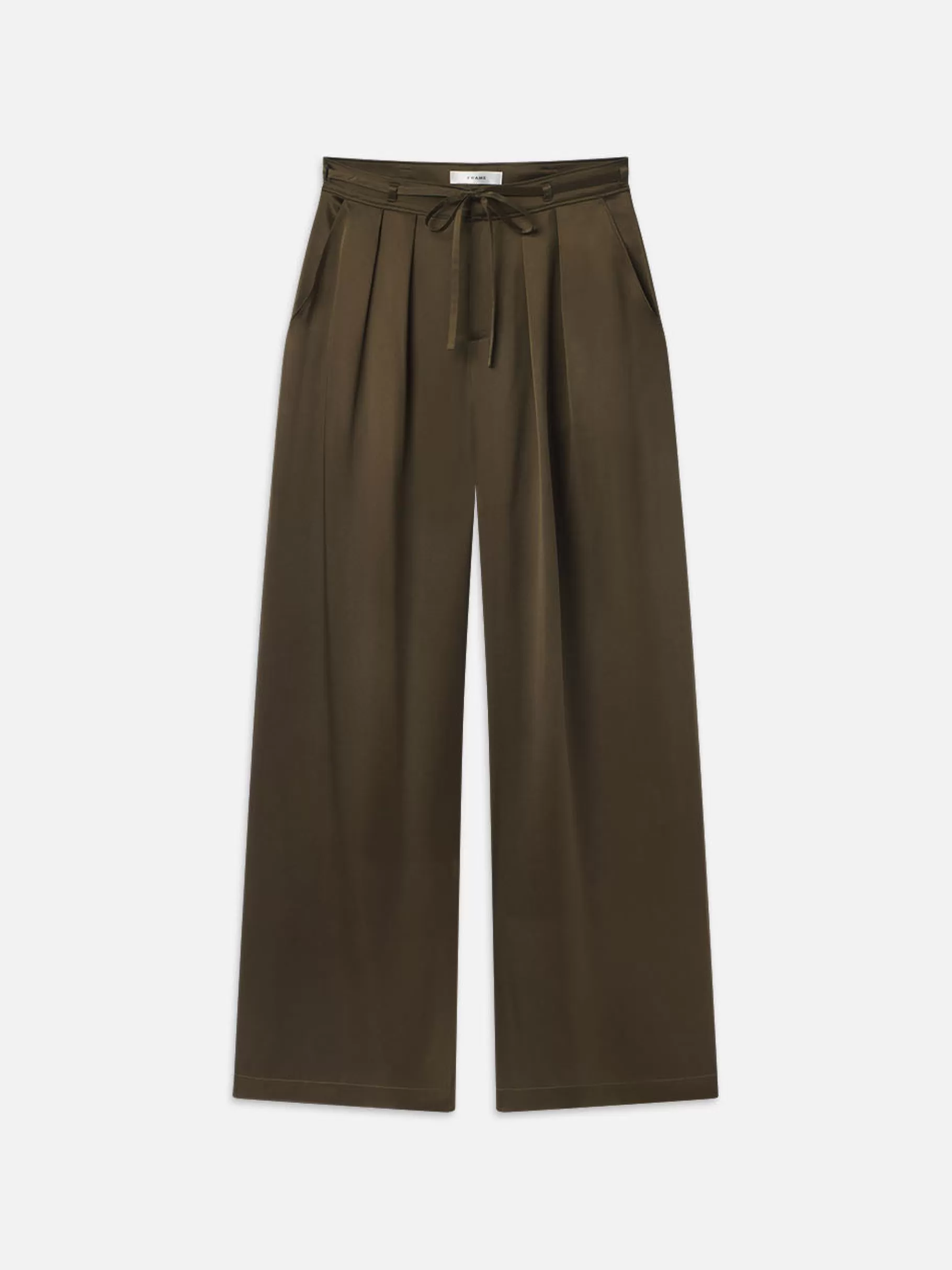 Pants*FRAME Long Silk Trouser in Rich Military Richmilitary
