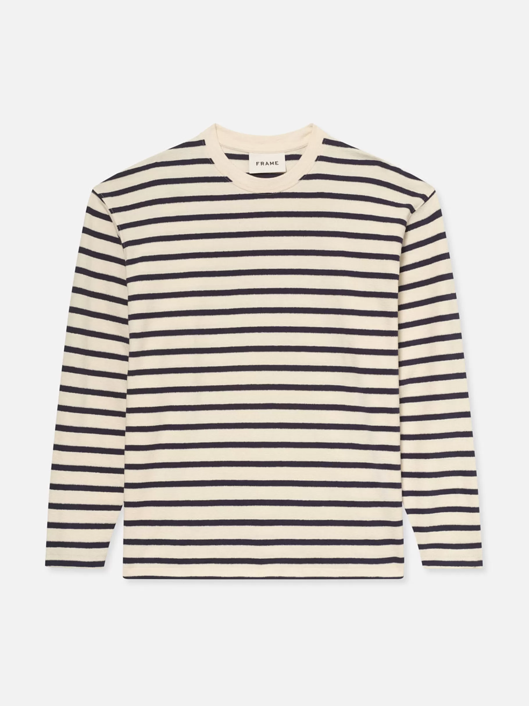 Tees & Polos*FRAME Long Sleeve Relaxed Striped Tee in Dark Navy Stripe Darknavystripe