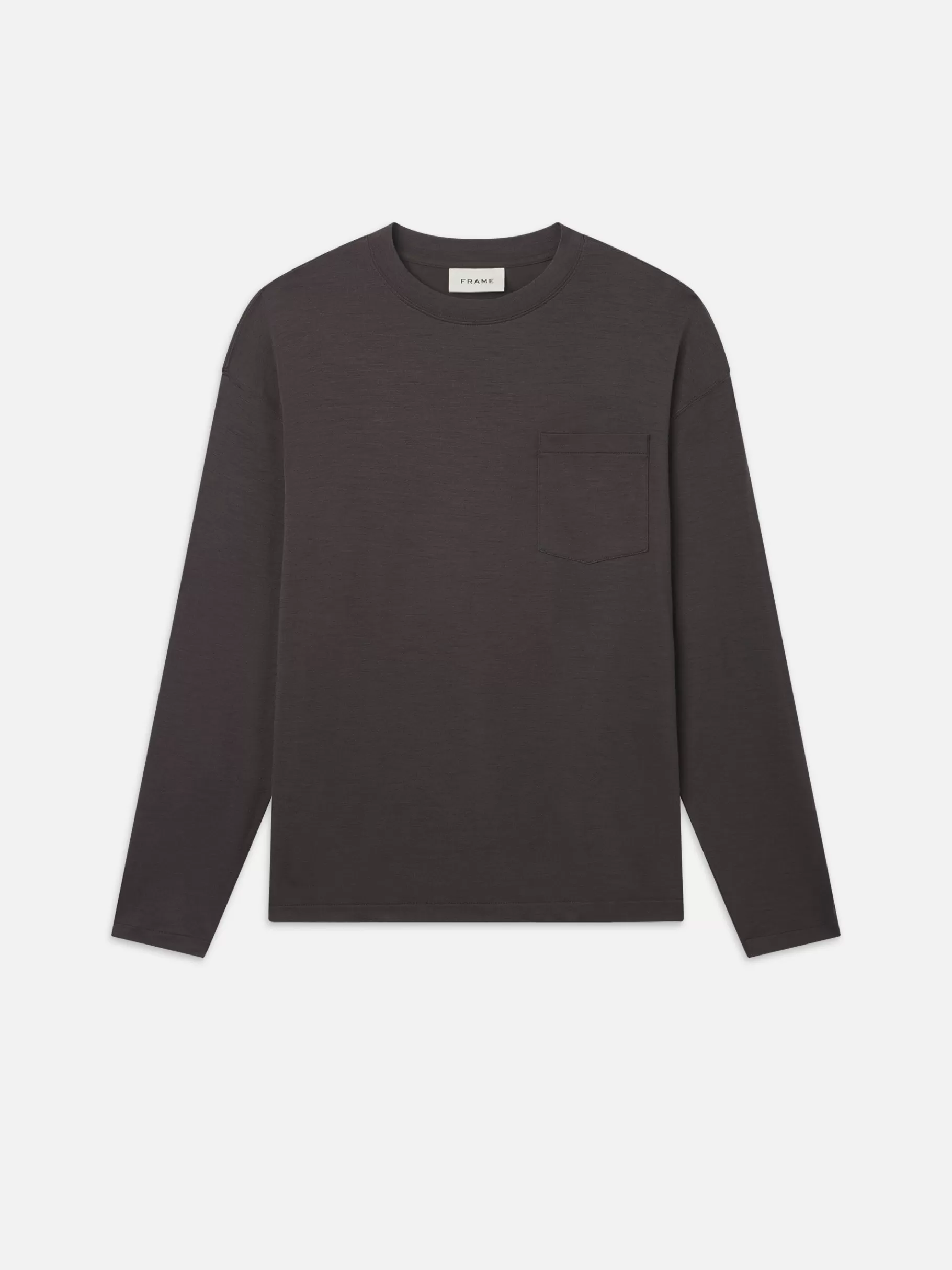 Tees & Polos*FRAME Long Sleeve Woolen Tee in Taupe