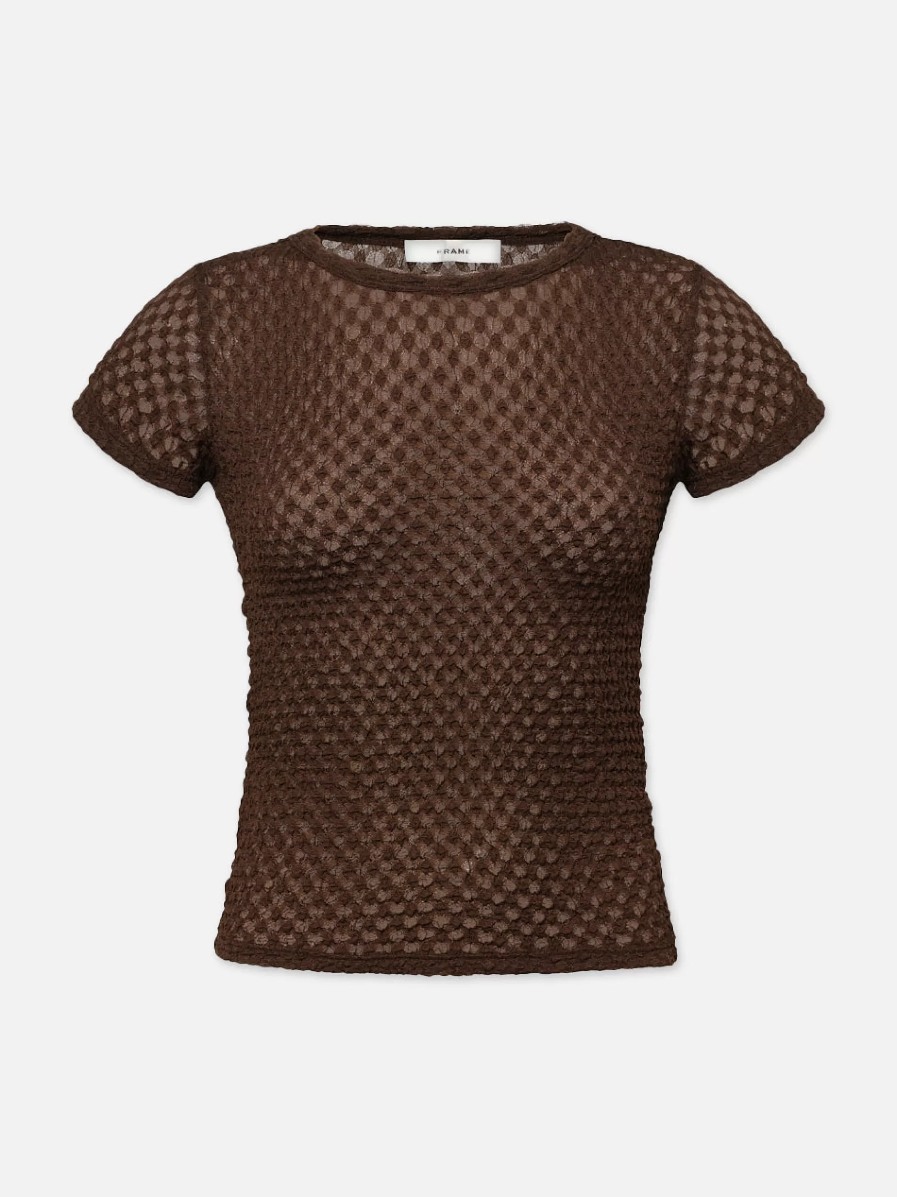 Tops & Blouses*FRAME Mesh Lace Baby Tee in Chocolate Brown Chocolatebrown