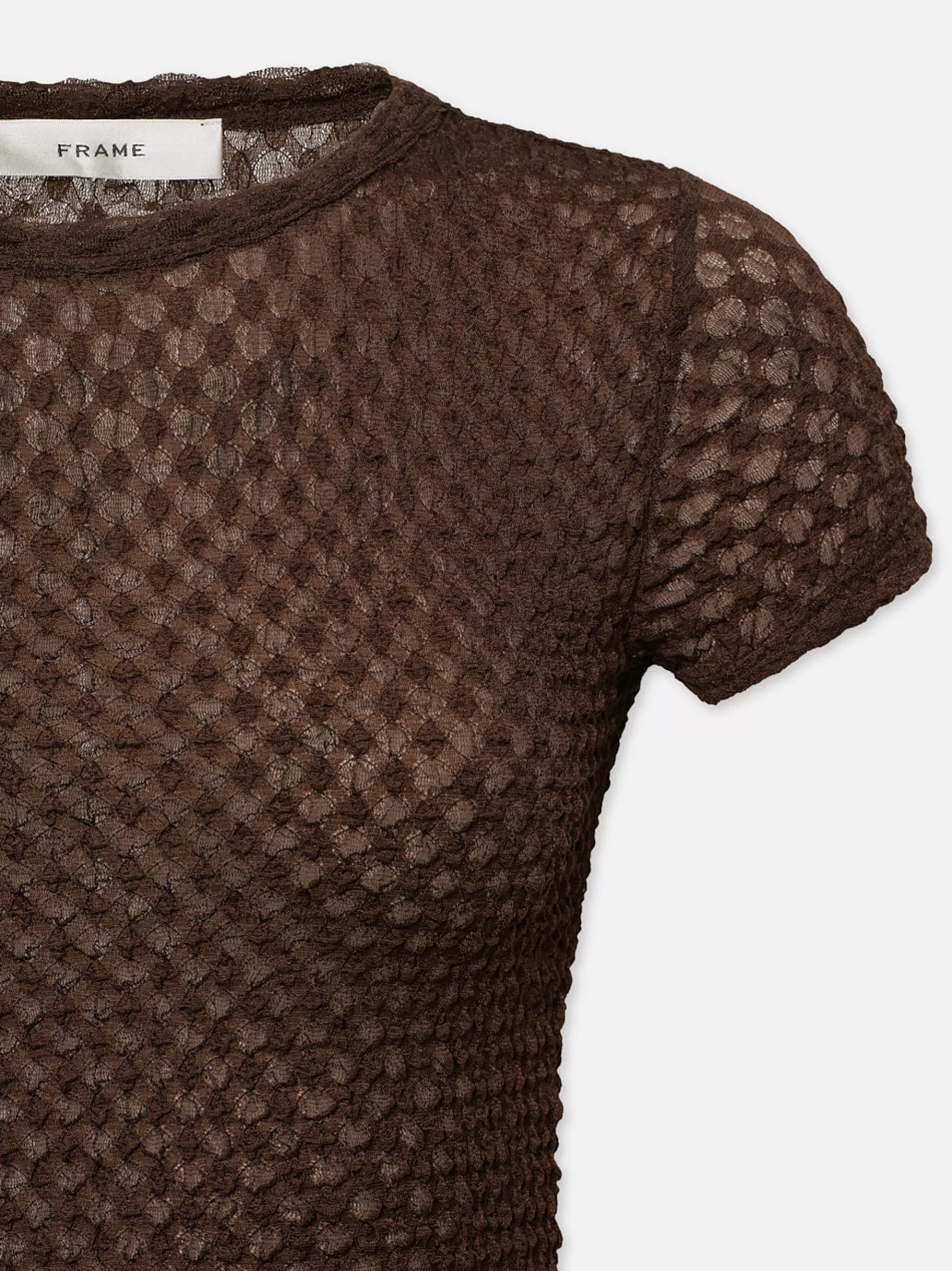 Tops & Blouses*FRAME Mesh Lace Baby Tee in Chocolate Brown Chocolatebrown