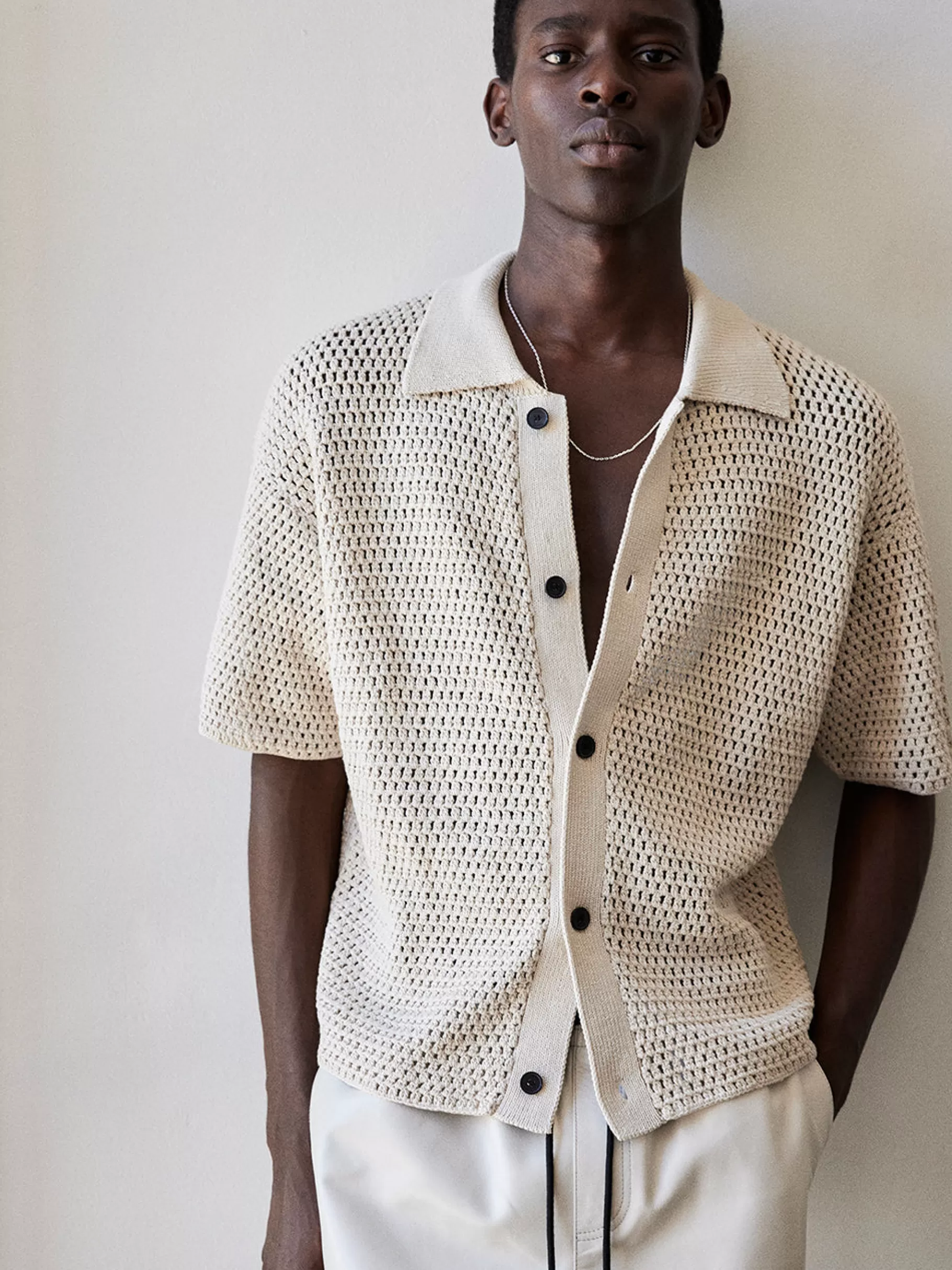Shirts*FRAME Open Weave Cardigan in Ecru