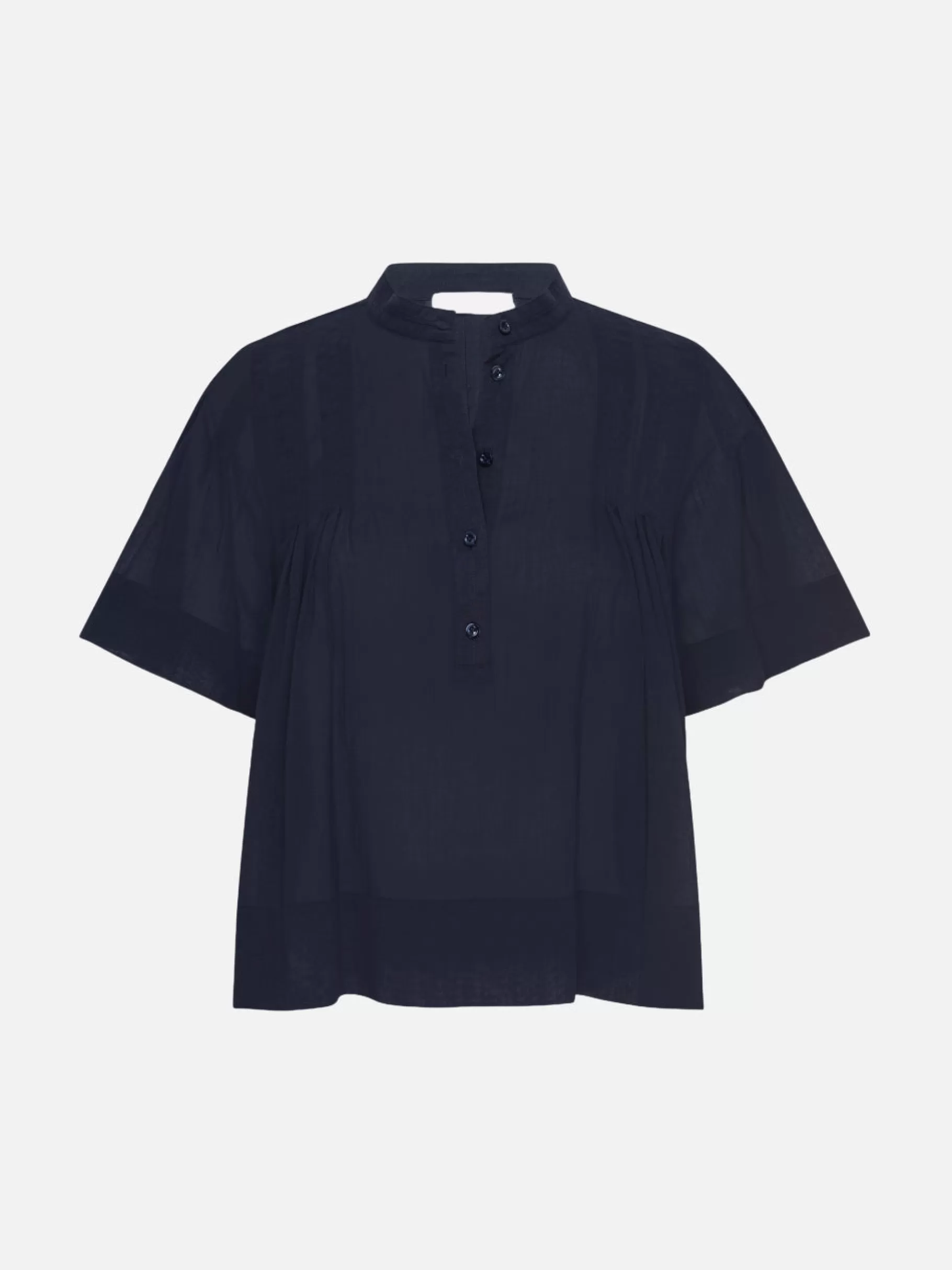 Tops & Blouses*FRAME Pleated Button Up Blouse in Navy