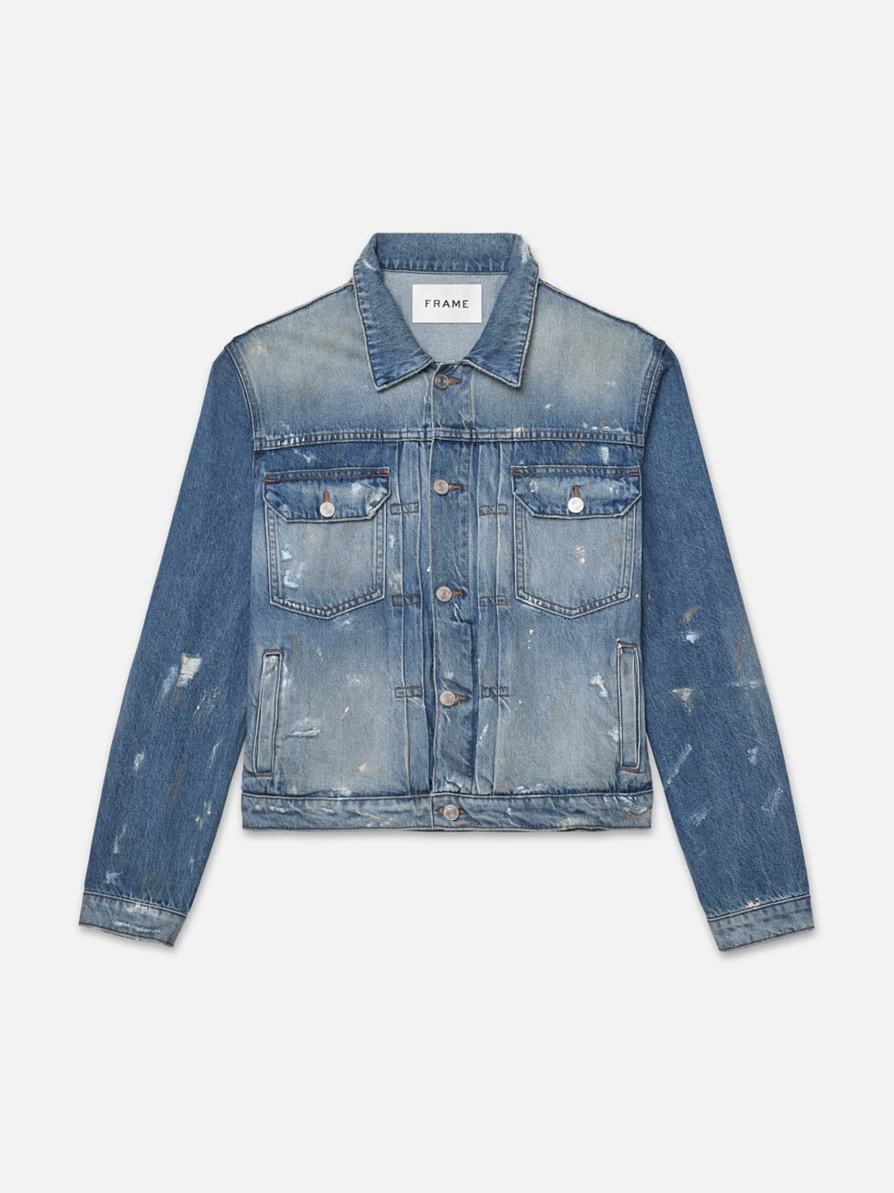 Denim Jackets | Jackets & Coats*FRAME Pleated Jacket in Raywood Rips Raywoodrips