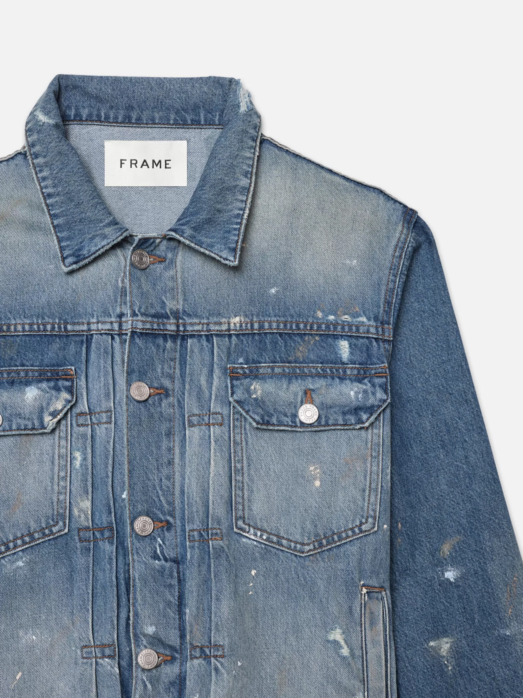 Denim Jackets | Jackets & Coats*FRAME Pleated Jacket in Raywood Rips Raywoodrips