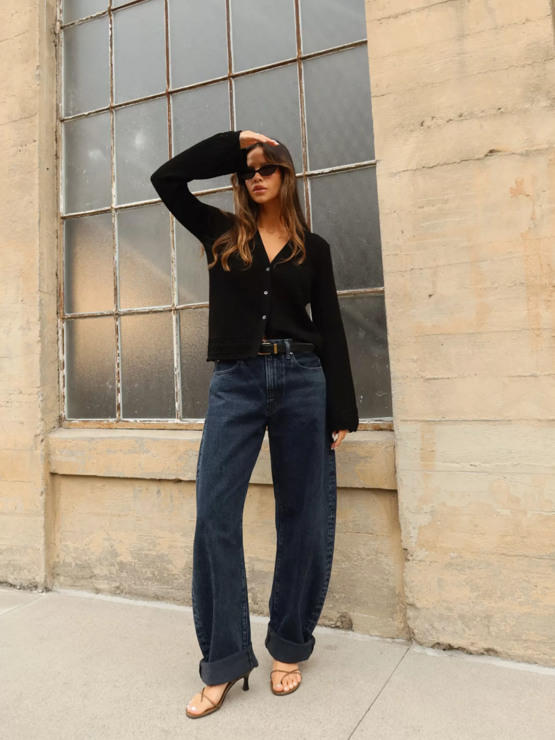 Sweaters*FRAME Pointelle Cardi in Black