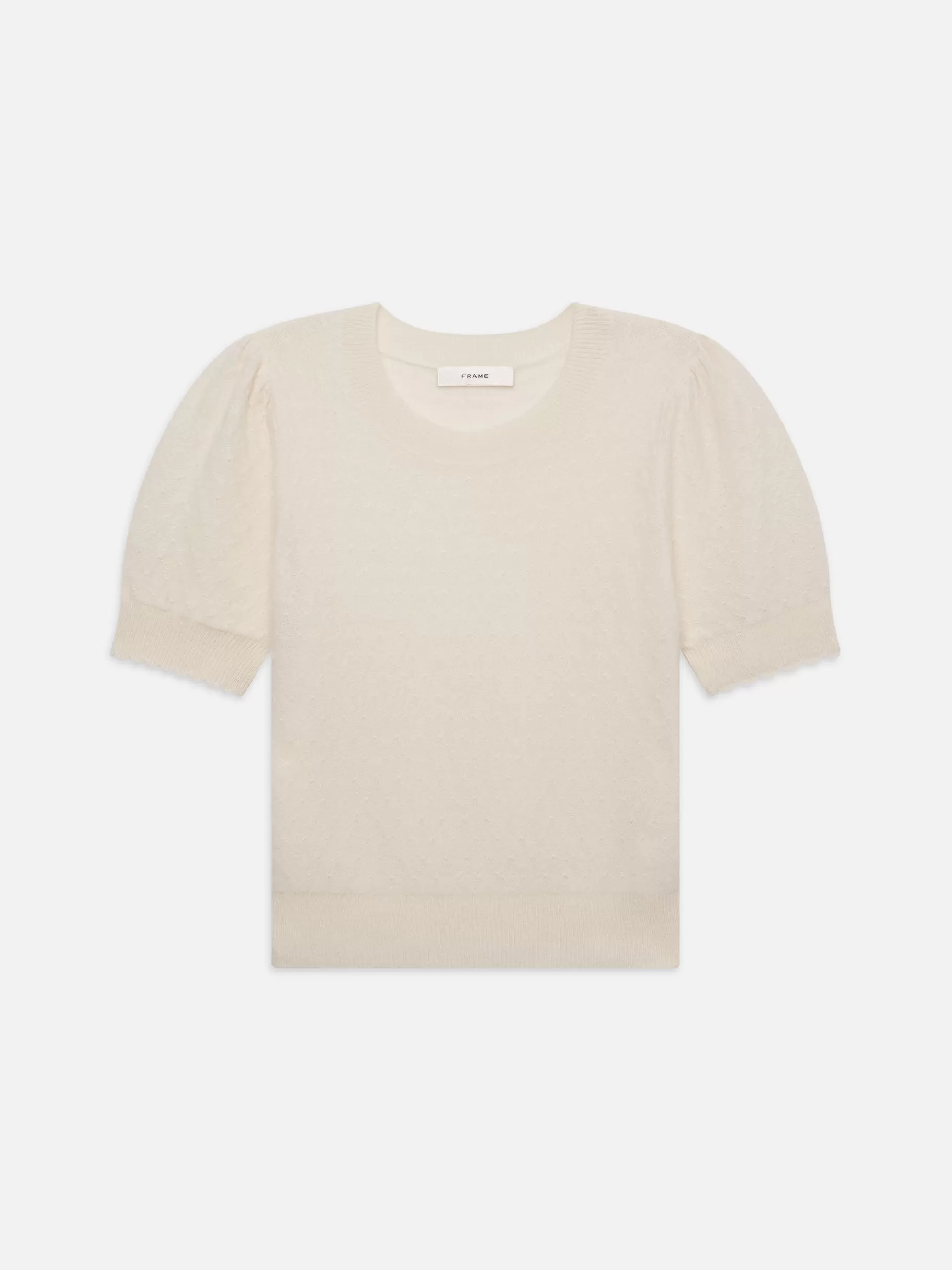 Sweaters*FRAME Pointelle Puff Sleeve Sweater in Cream