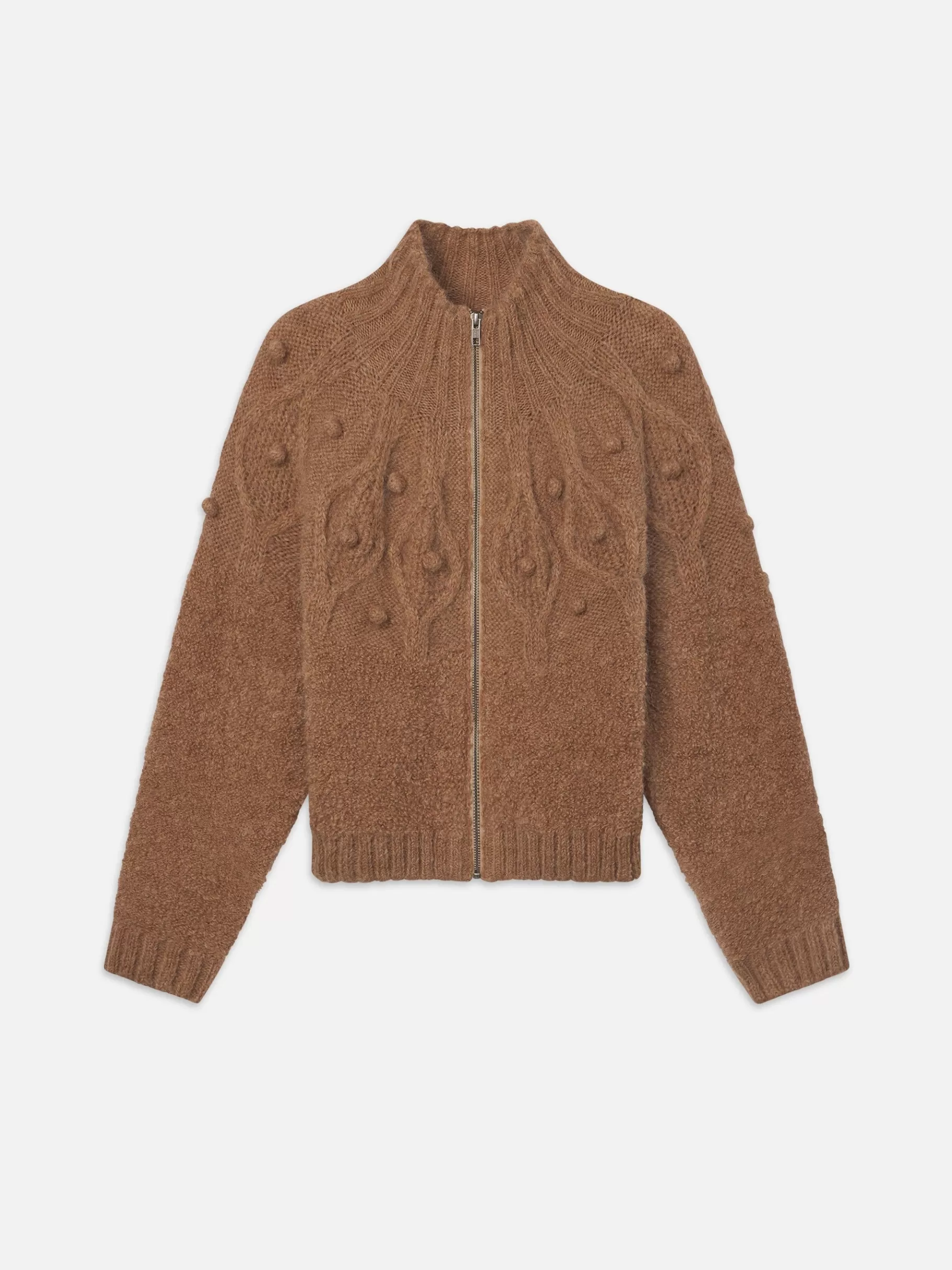 Sweaters*FRAME Popcorn Zip Cardi in Mink