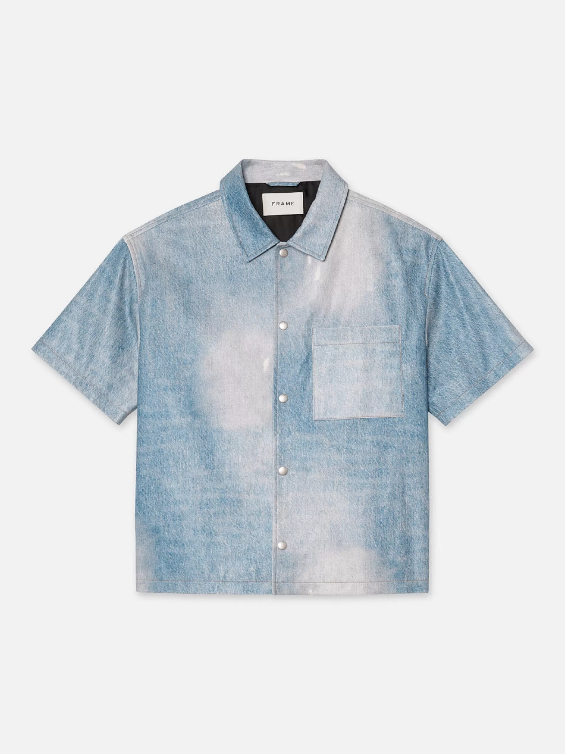 Leather & Suede*FRAME Printed Denim Leather Shirt in Indigo