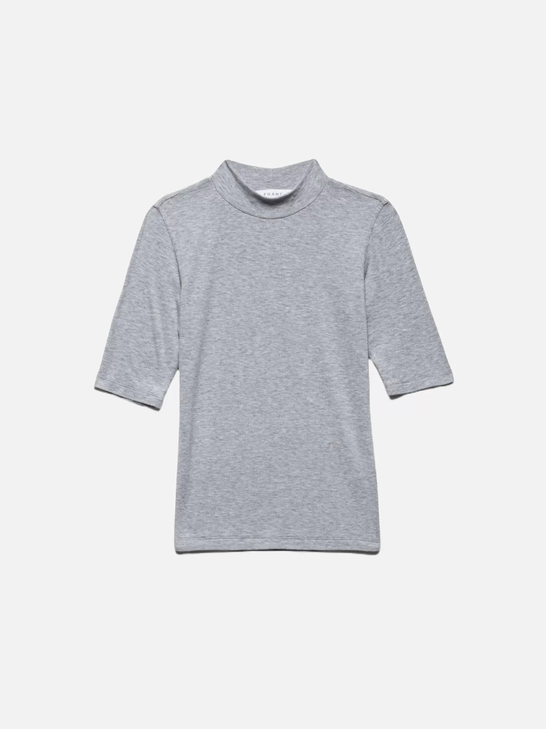 Tanks & Tees*FRAME Refined Rib Mock Neck in Gris Heather Grisheather