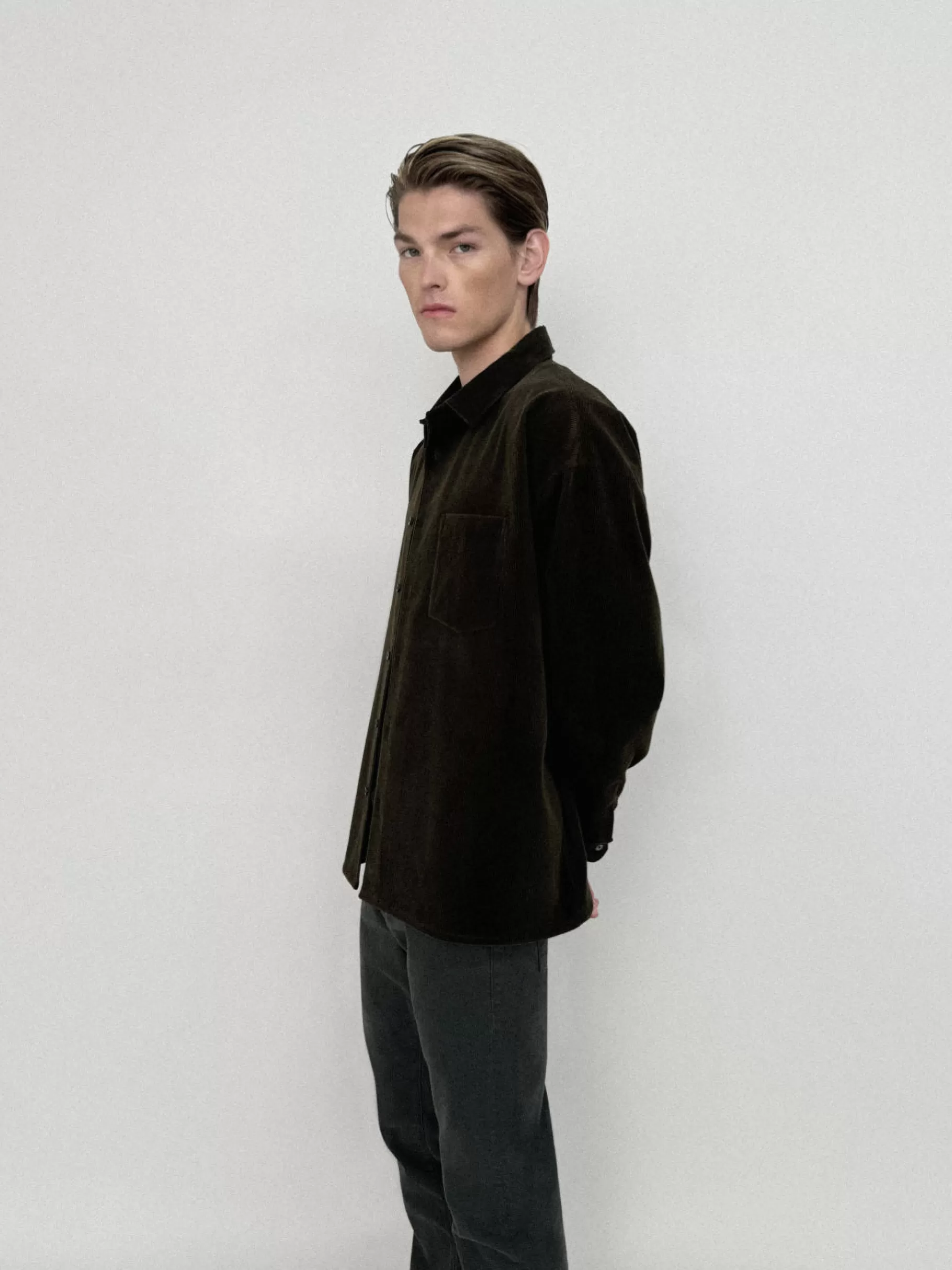 Jackets & Coats | Shirts*FRAME Relaxed Corduroy Overshirt in Dark Olive Darkolive