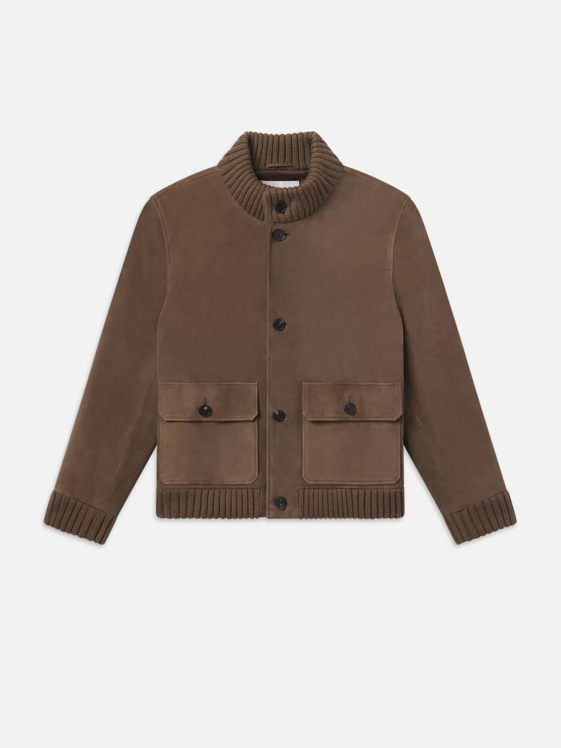 Leather & Suede | Jackets & Coats*FRAME Rib Collar Suede Bomber in Soft Mocha Softmocha