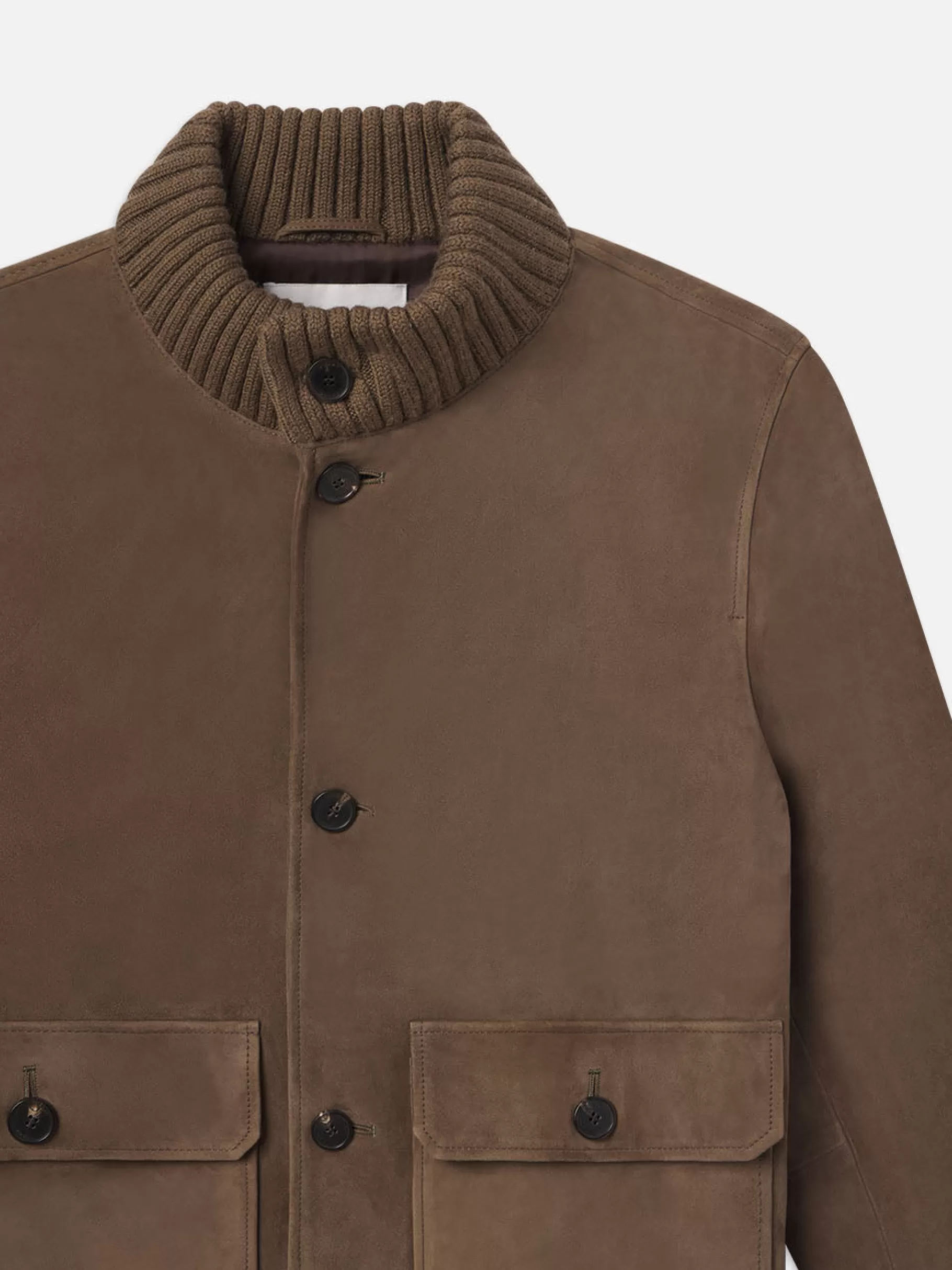 Leather & Suede | Jackets & Coats*FRAME Rib Collar Suede Bomber in Soft Mocha Softmocha