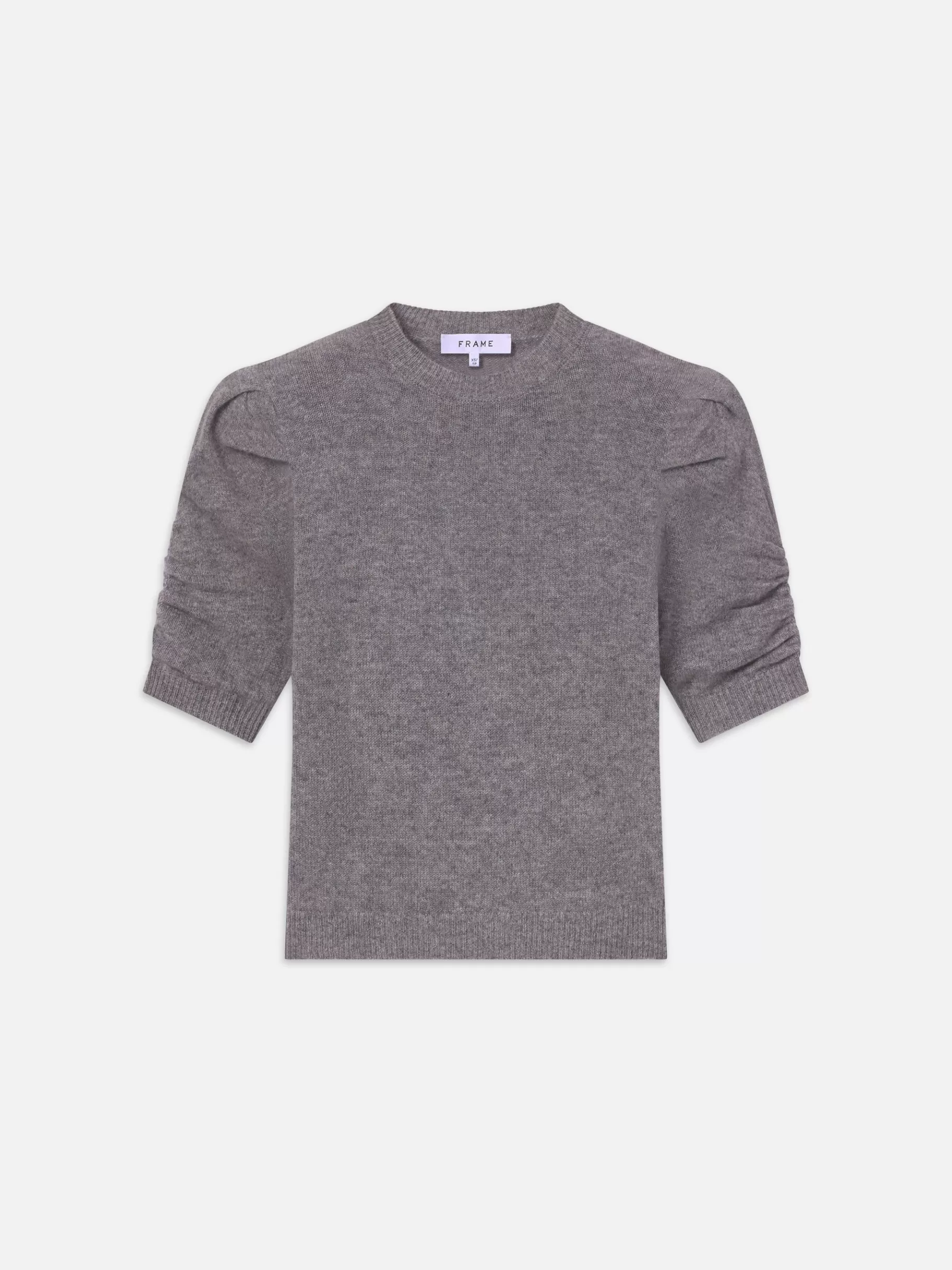 Sweaters*FRAME Ruched Sleeve Cashmere Sweater in Gris Heather Grisheather