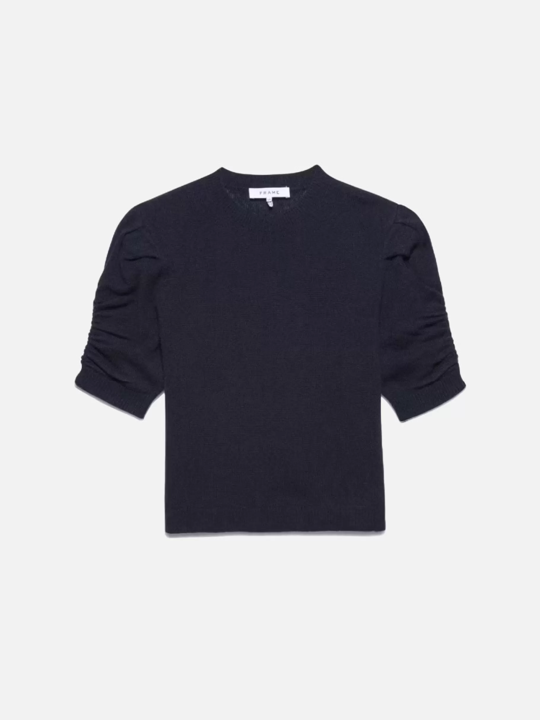 Sweaters*FRAME Ruched Sleeve Cashmere Sweater in Navy