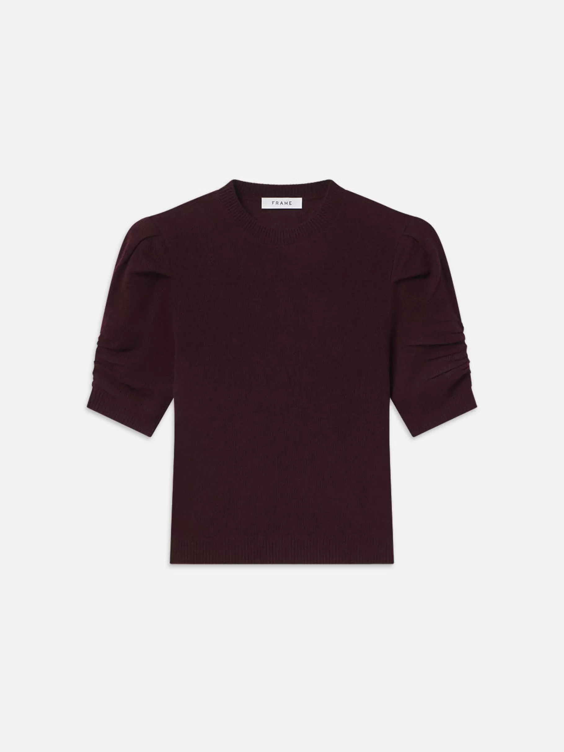 Sweaters*FRAME Ruched Sleeve Cashmere Sweater in Wine
