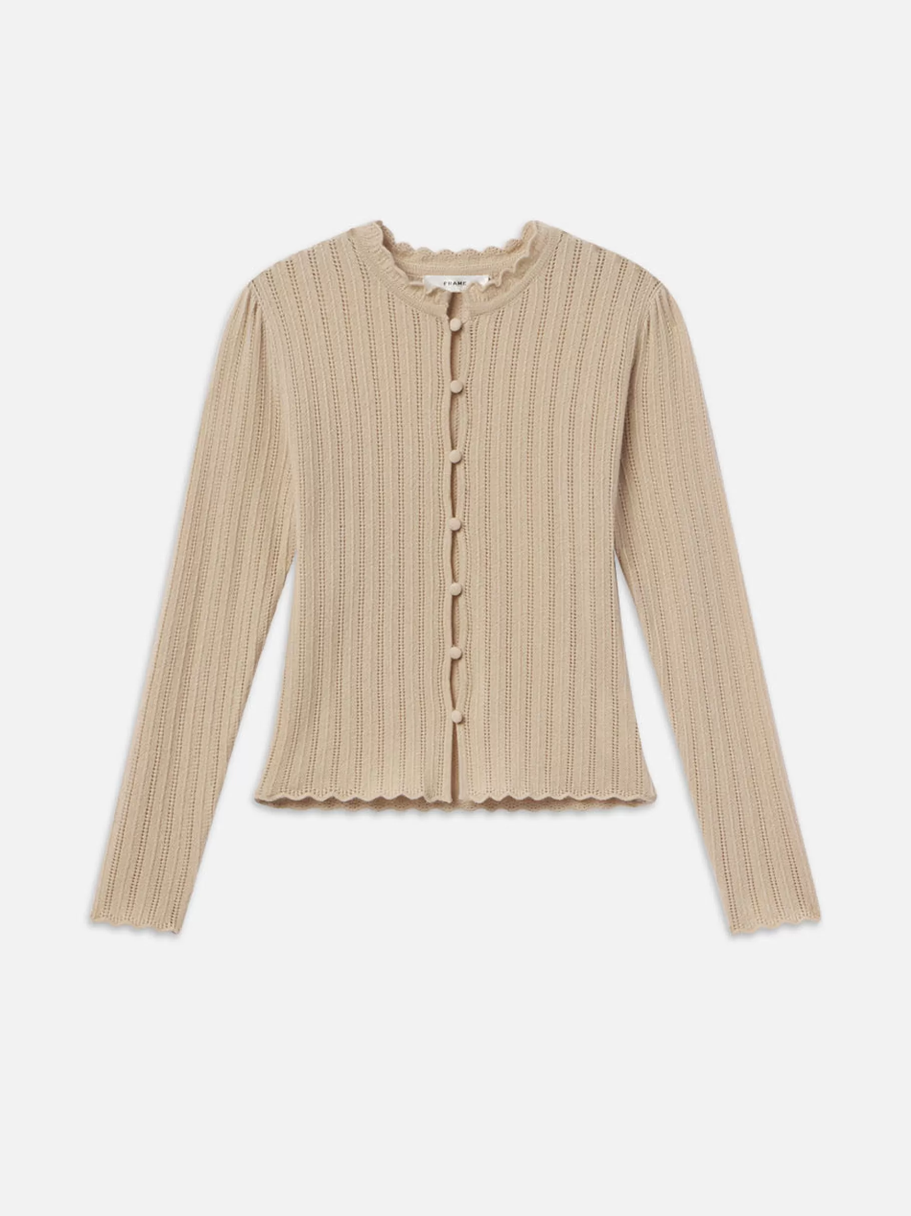 Sweaters*FRAME Ruffle Neck Cardi in Taupe