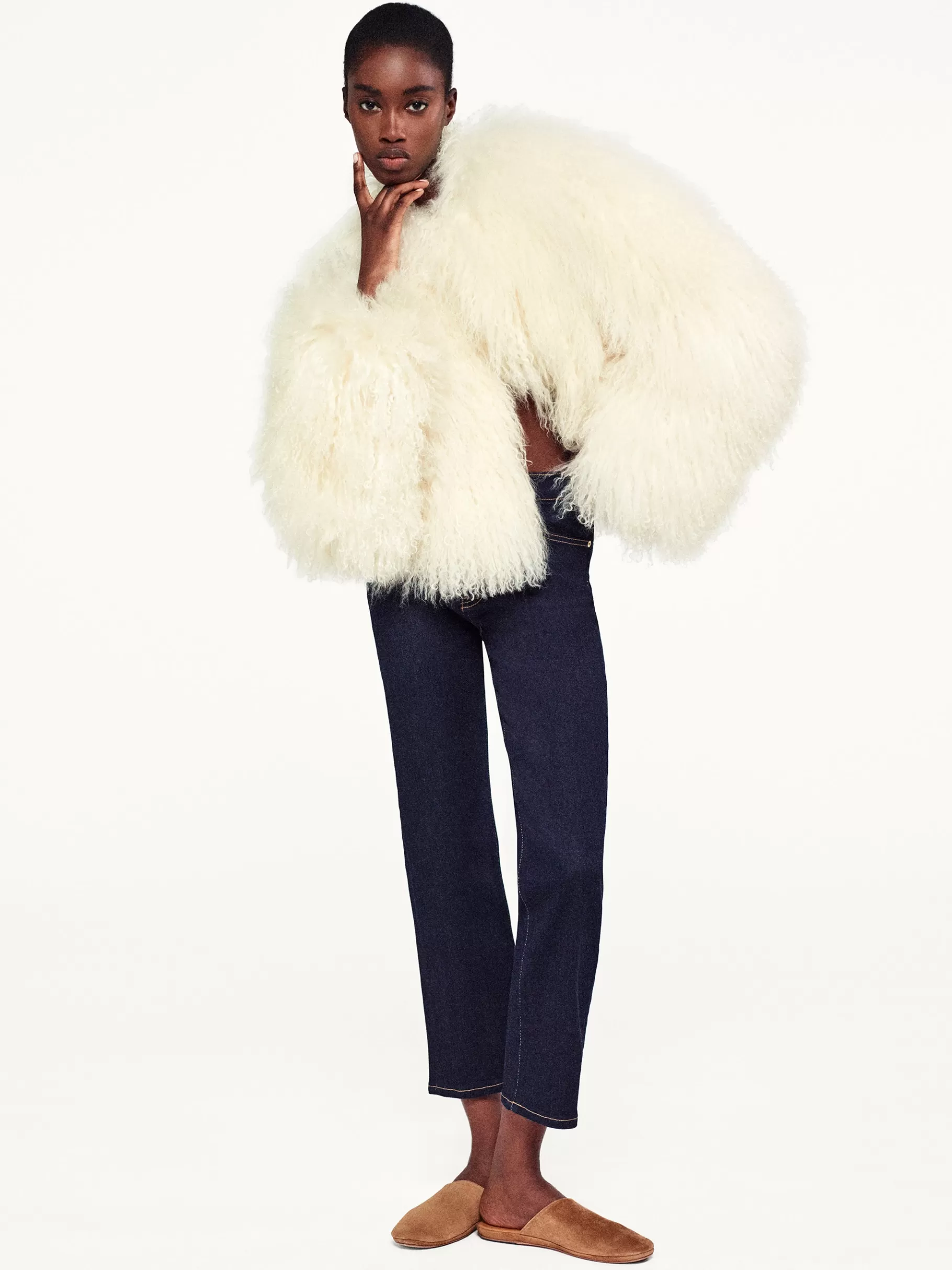 Jackets & Coats*FRAME Shaggy Shearling Coat in Cream