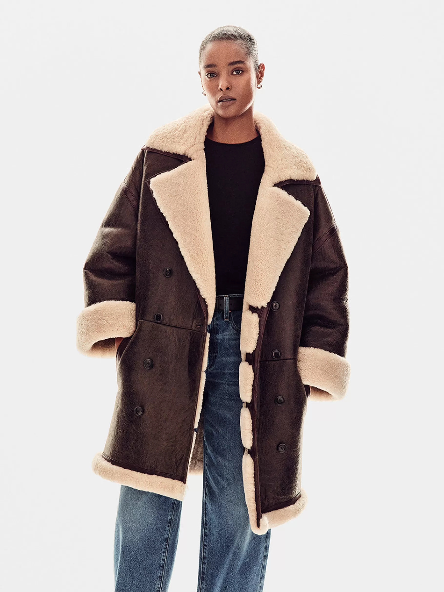 Leather & Suede | Jackets & Coats*FRAME Shearling Cocoon Coat in Cardamom