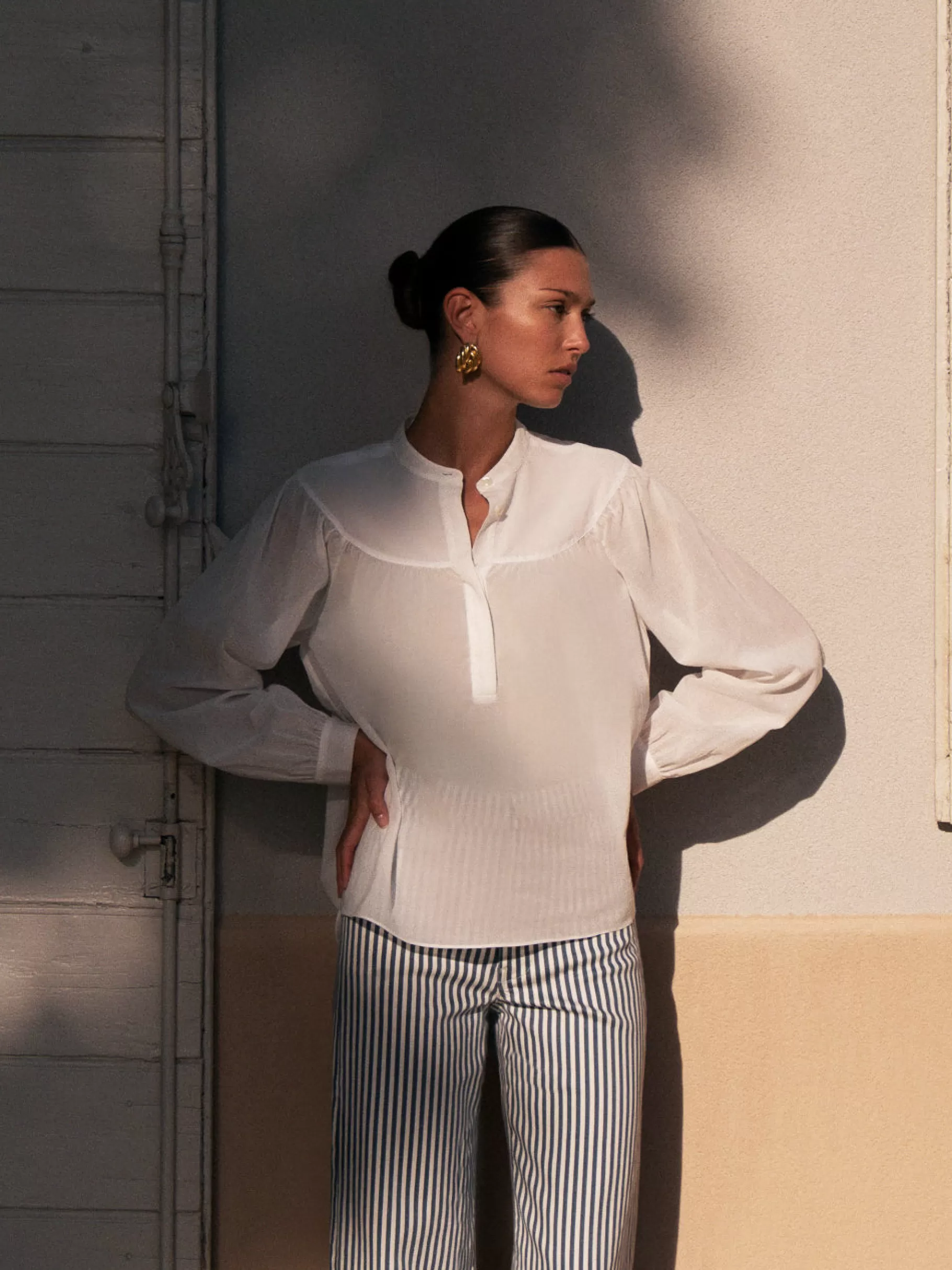 Tops & Blouses*FRAME Shirred Popover Blouse in White