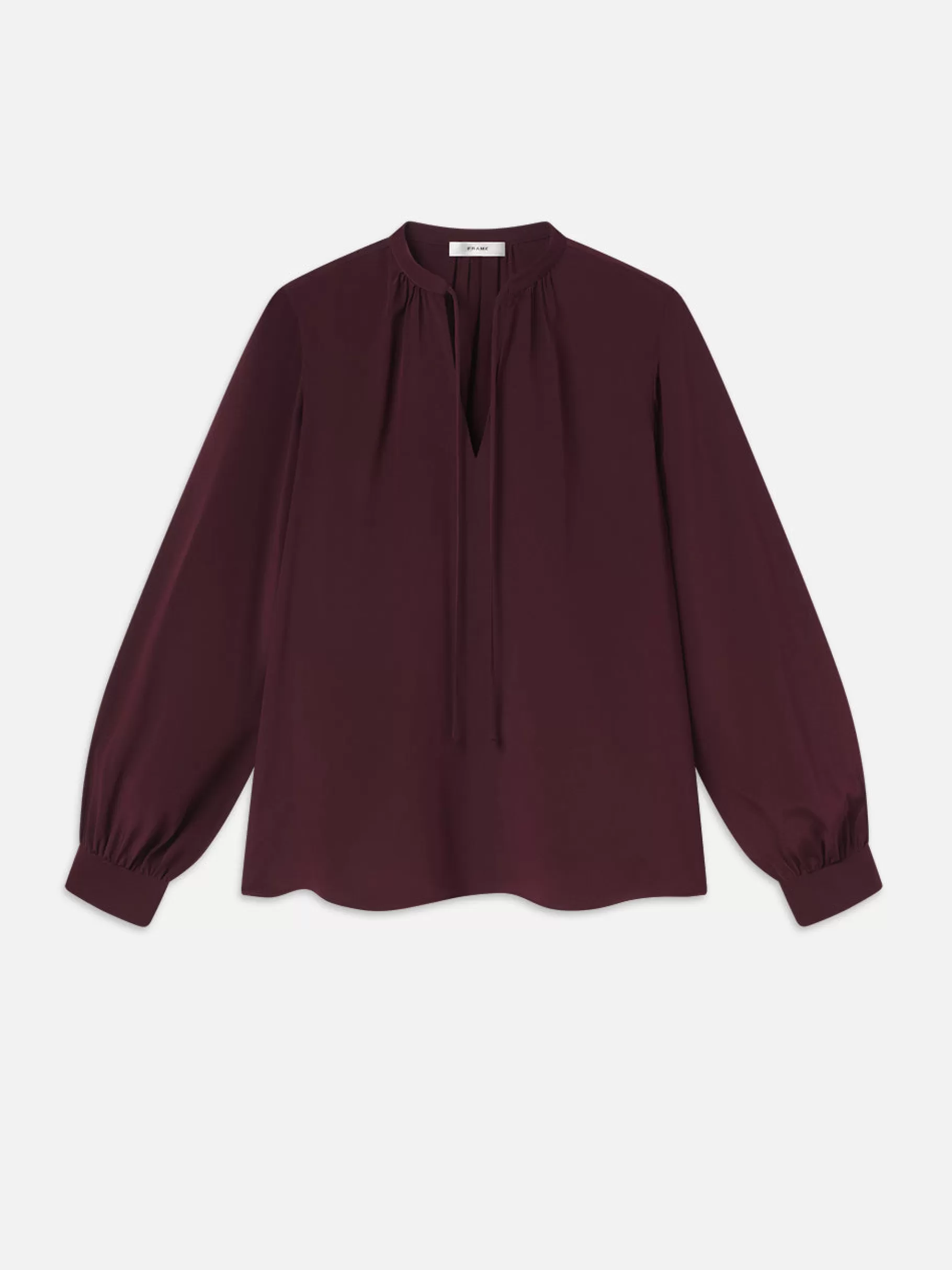 Tops & Blouses*FRAME Shirred Tie Front Blouse in Wine