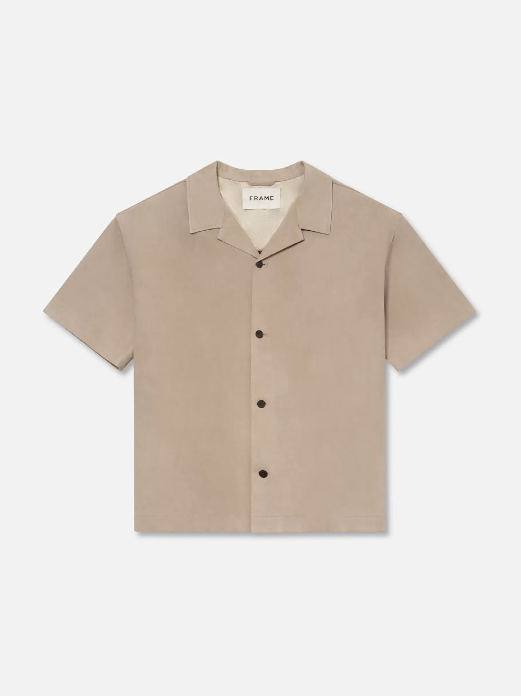 Leather & Suede*FRAME Short Sleeve Suede Shirt in Smoke Grey Smokegrey