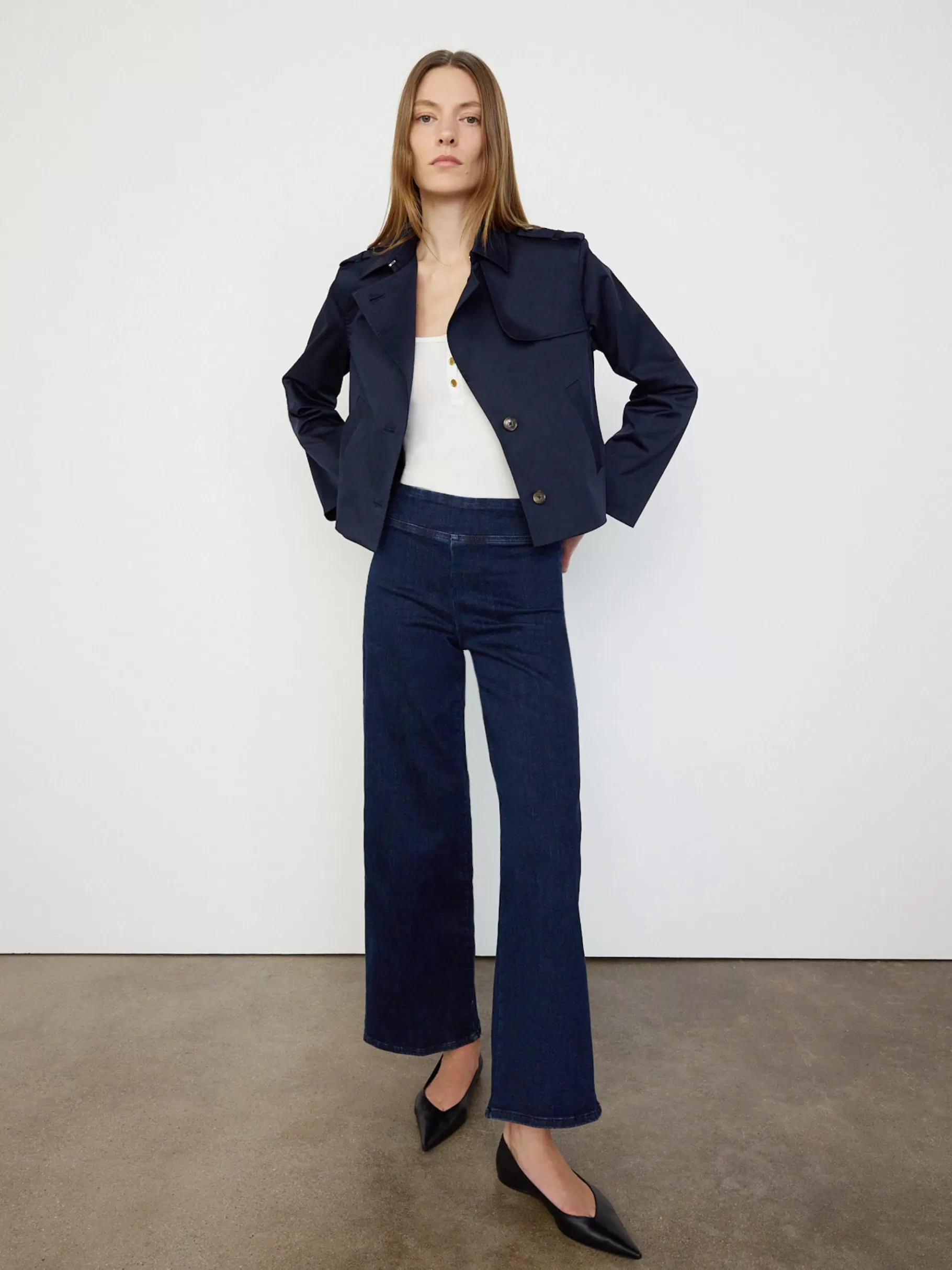 Jackets & Coats*FRAME Short Trench Jacket in Navy