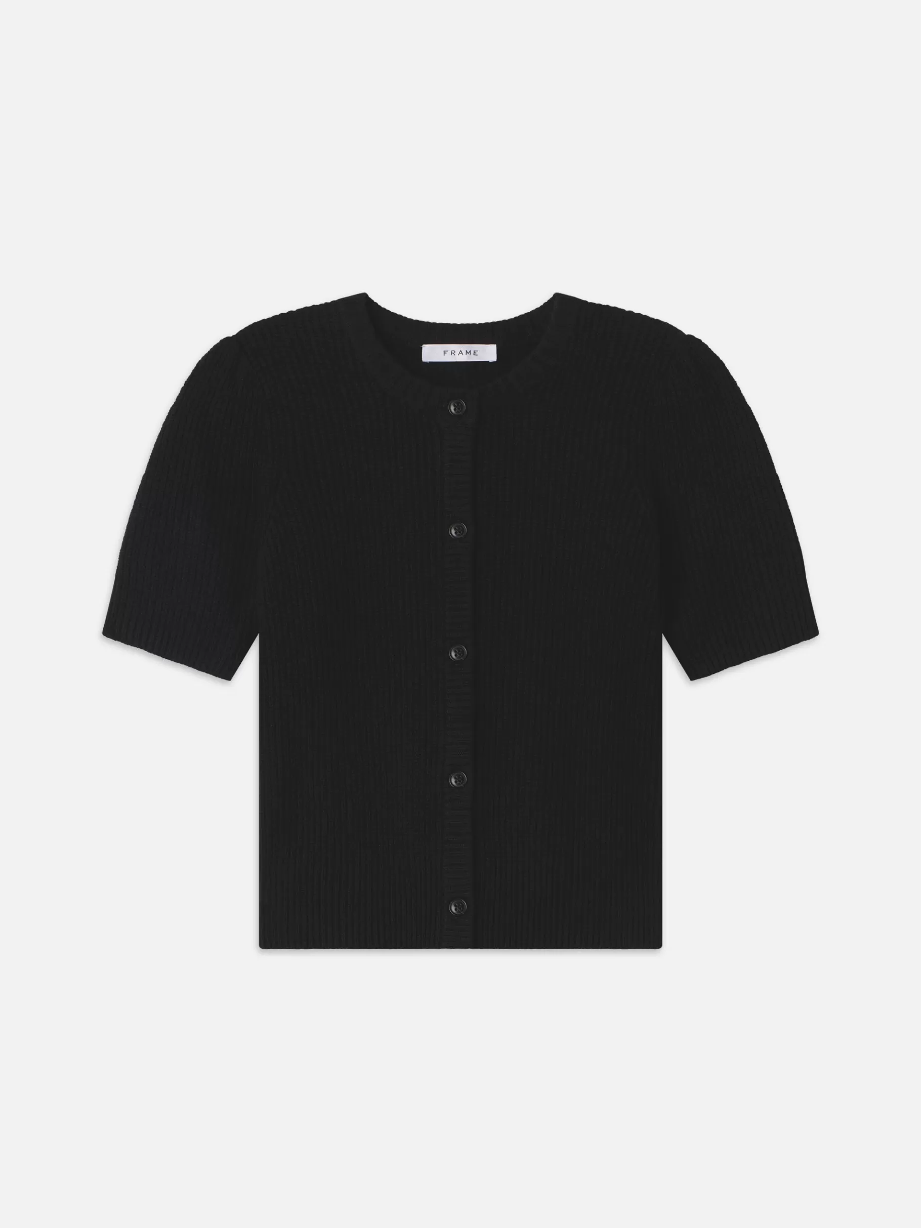 Sweaters*FRAME Shrunken Short Sleeve Cardi in Black
