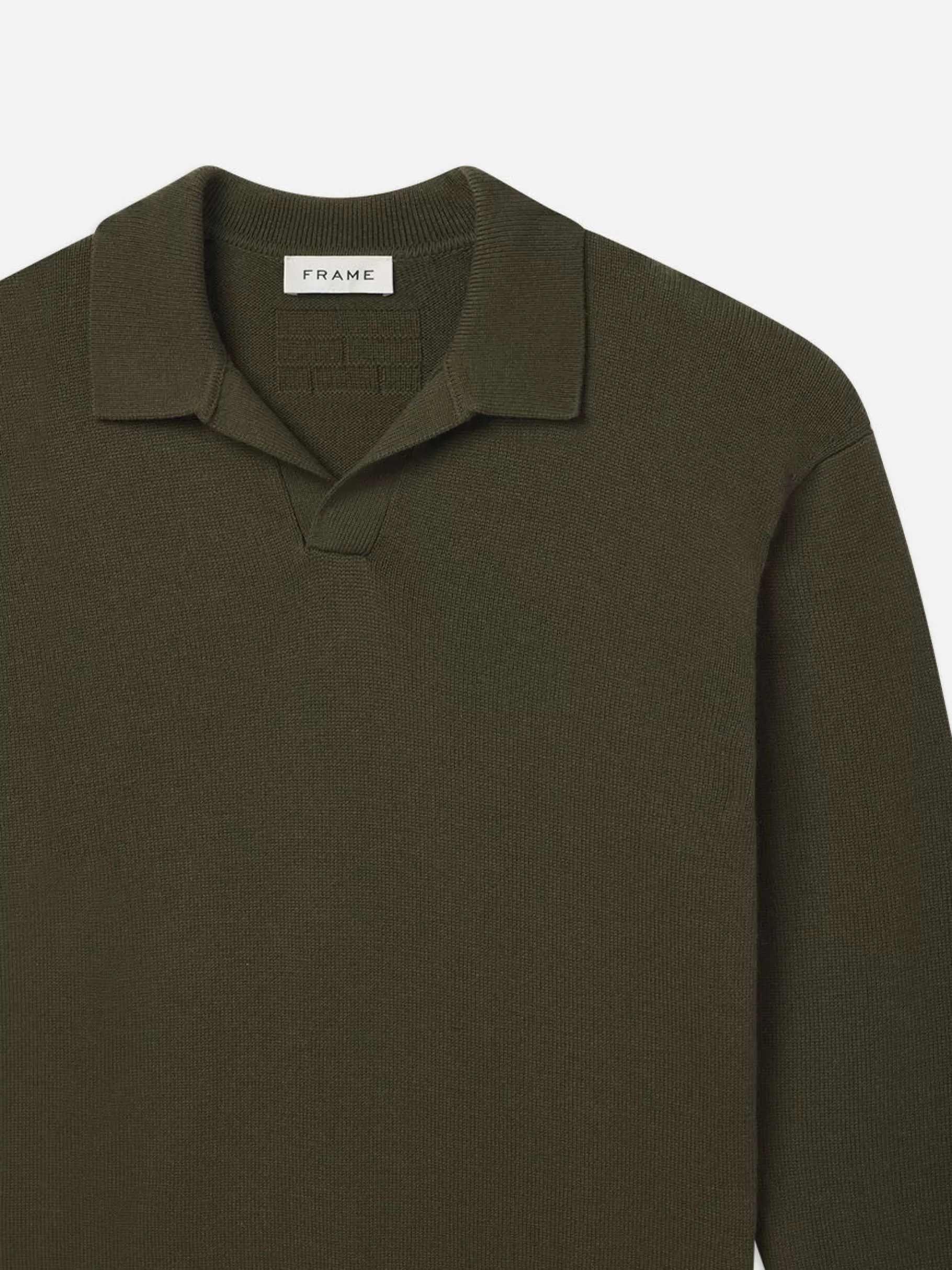 Sweaters & Hoodies*FRAME Silk Blend Polo Sweater in Dark Olive Darkolive