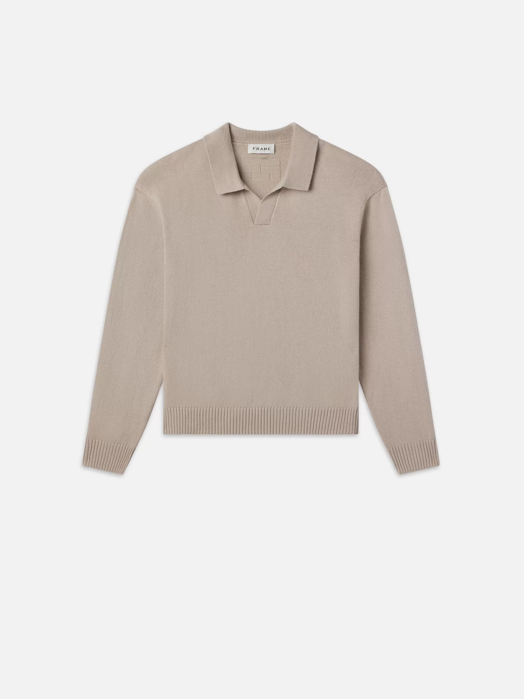 Sweaters & Hoodies*FRAME Silk Blend Polo Sweater in Grey Beige Greybeige