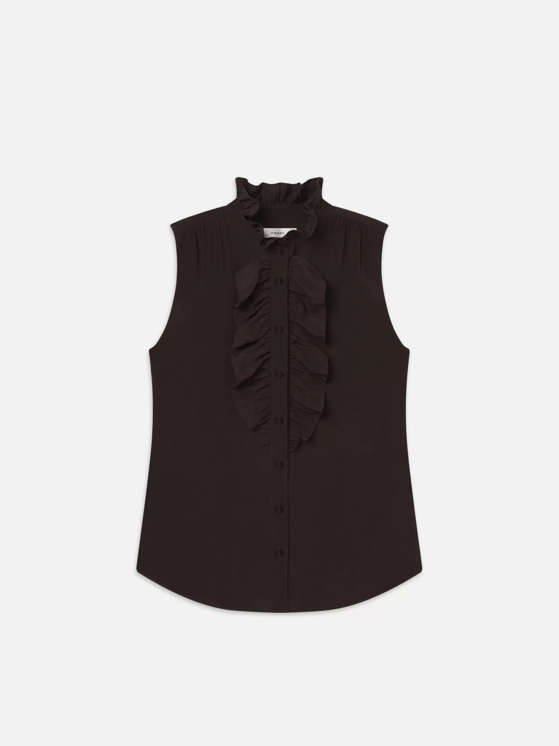 Tops & Blouses*FRAME Sleeveless Ruffle Front Blouse in Espresso